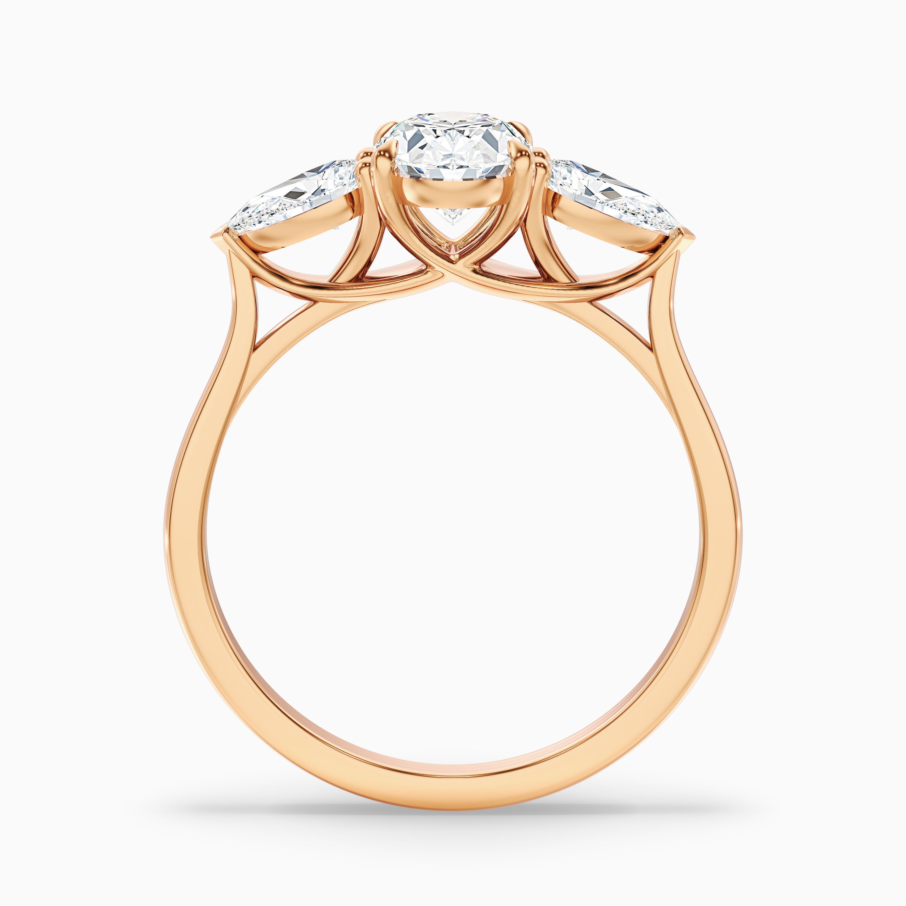 Isa 5.5 Carat Three Stone Oval Halo Moissanite Engagement Ring in 18k Yellow Gold