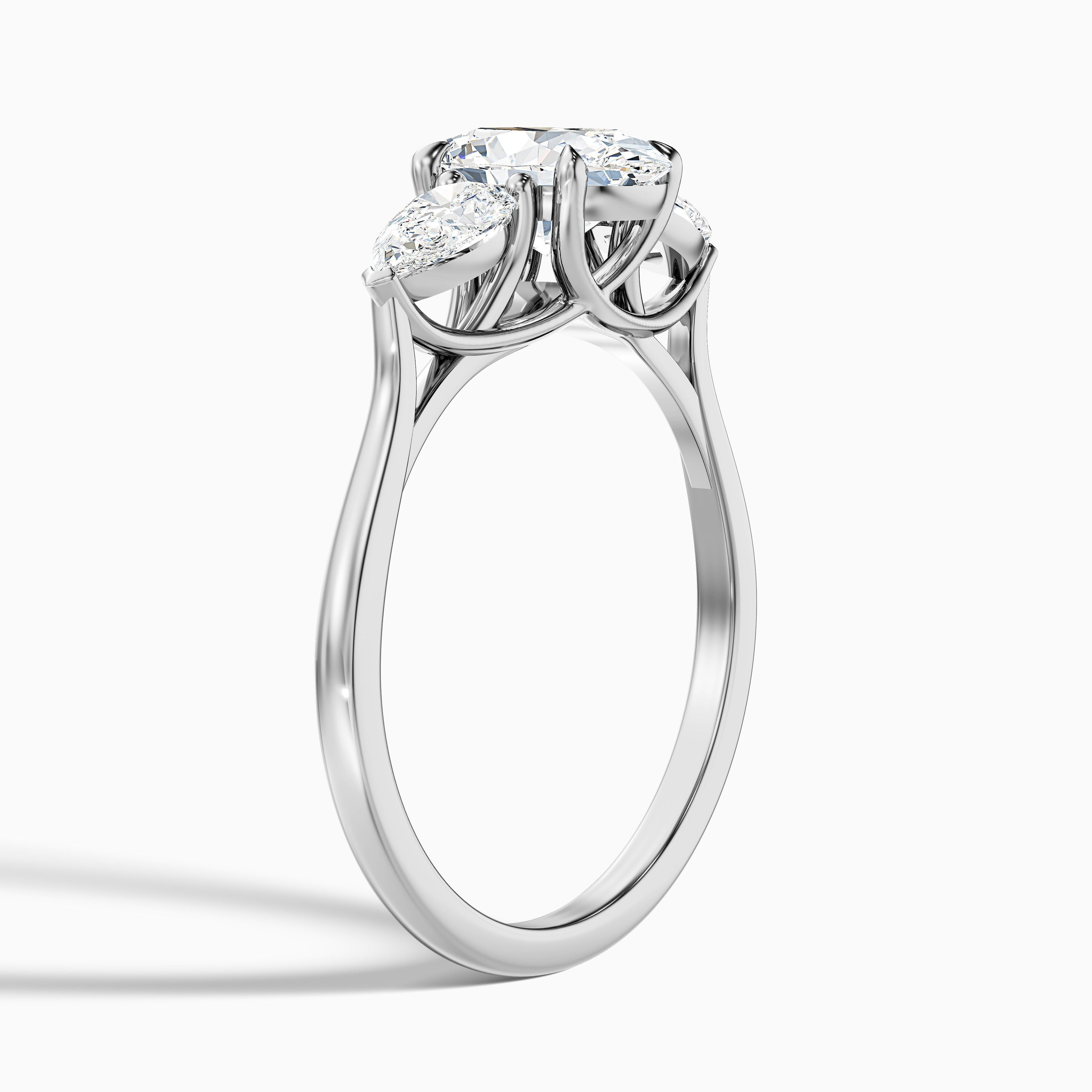 Jini 3.5 Carat Three Stone Oval Lab Grown Diamond Ring in 18k Yellow Gold