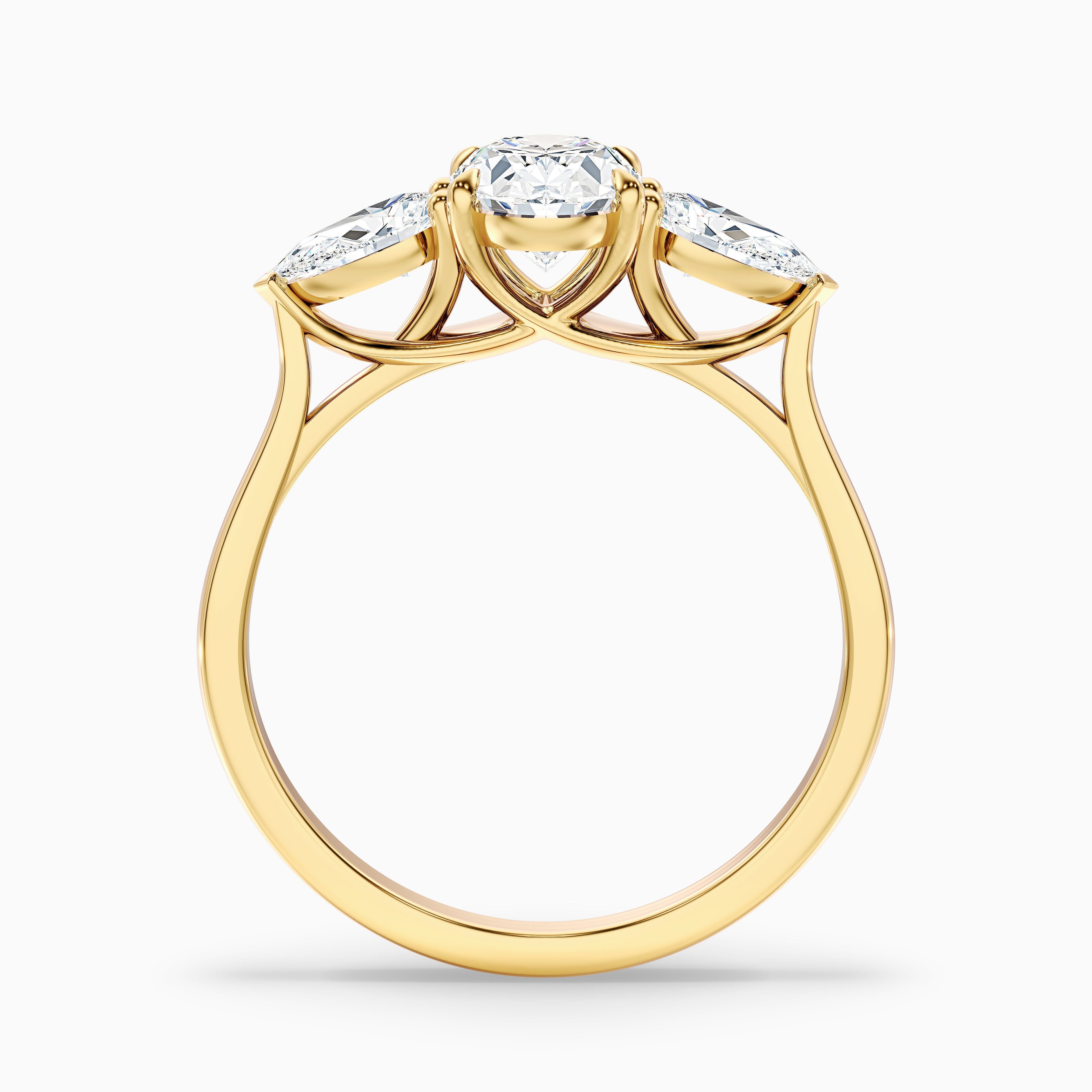 Jini 2 Carat Three Stone Oval Lab Grown Diamond Ring in 10k White Gold