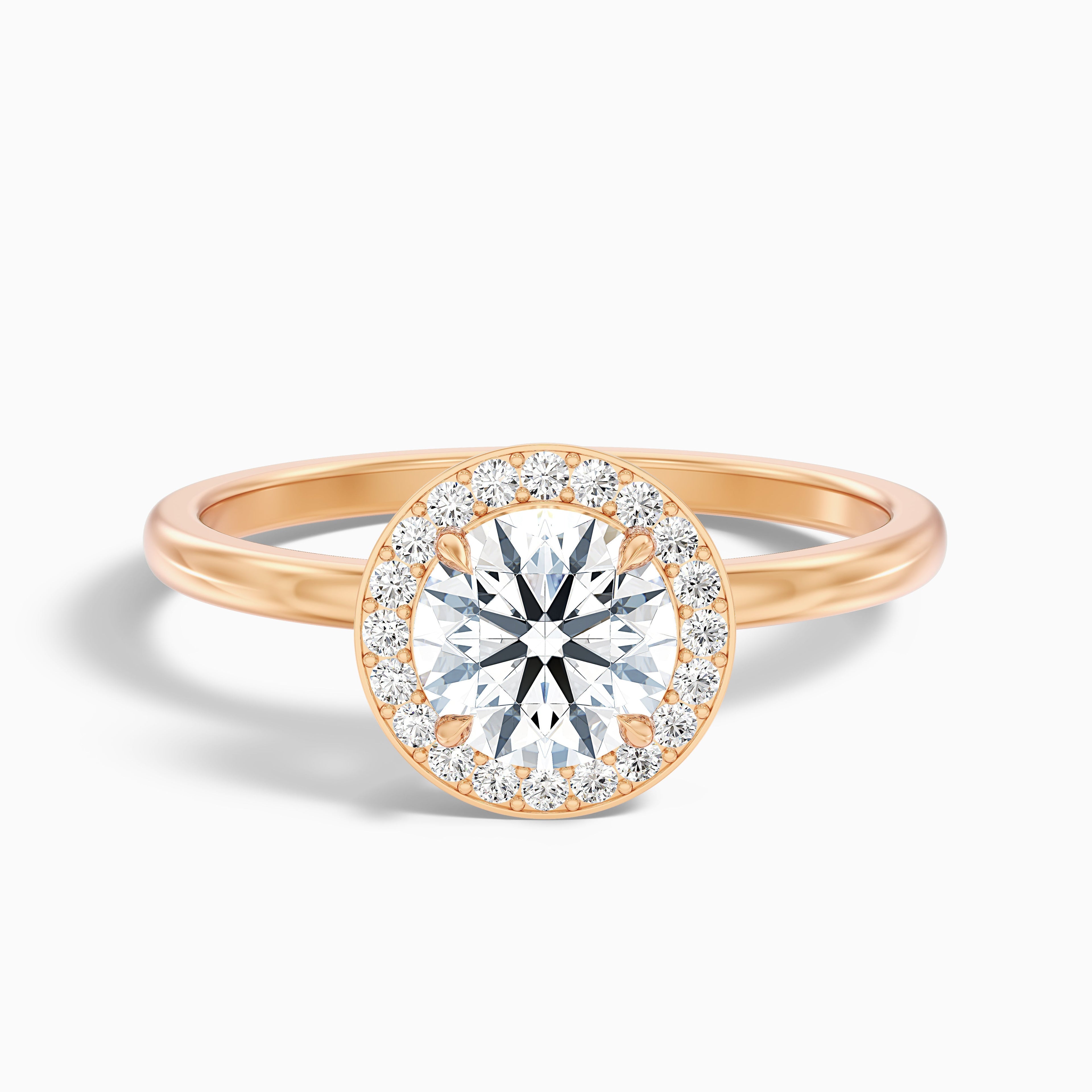 Arya 1.5 Carat Round Halo Lab Grown Diamond Ring in 14k Rose Gold