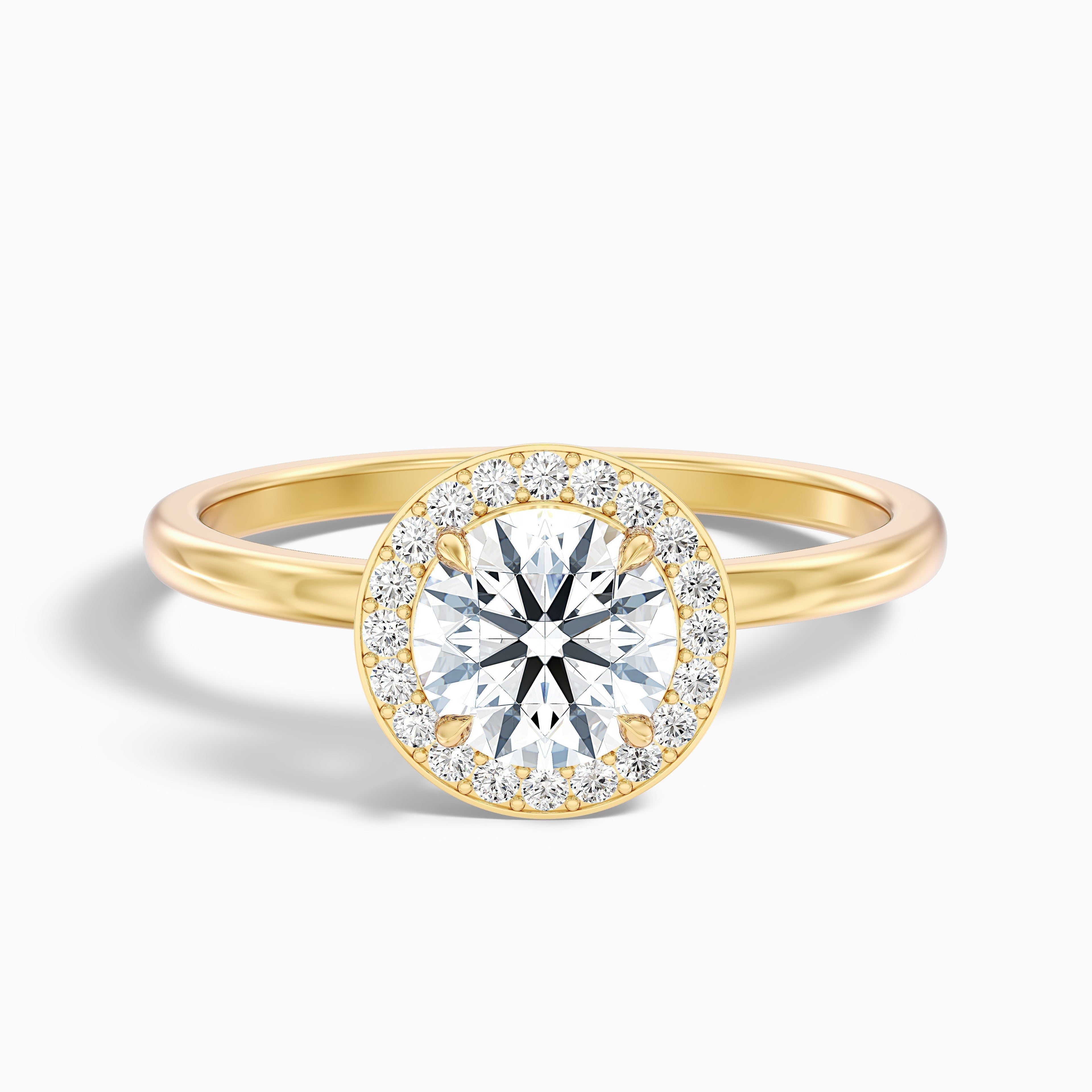 Arya 1.5 Carat Round Halo Lab Grown Diamond Ring in 10k Rose Gold