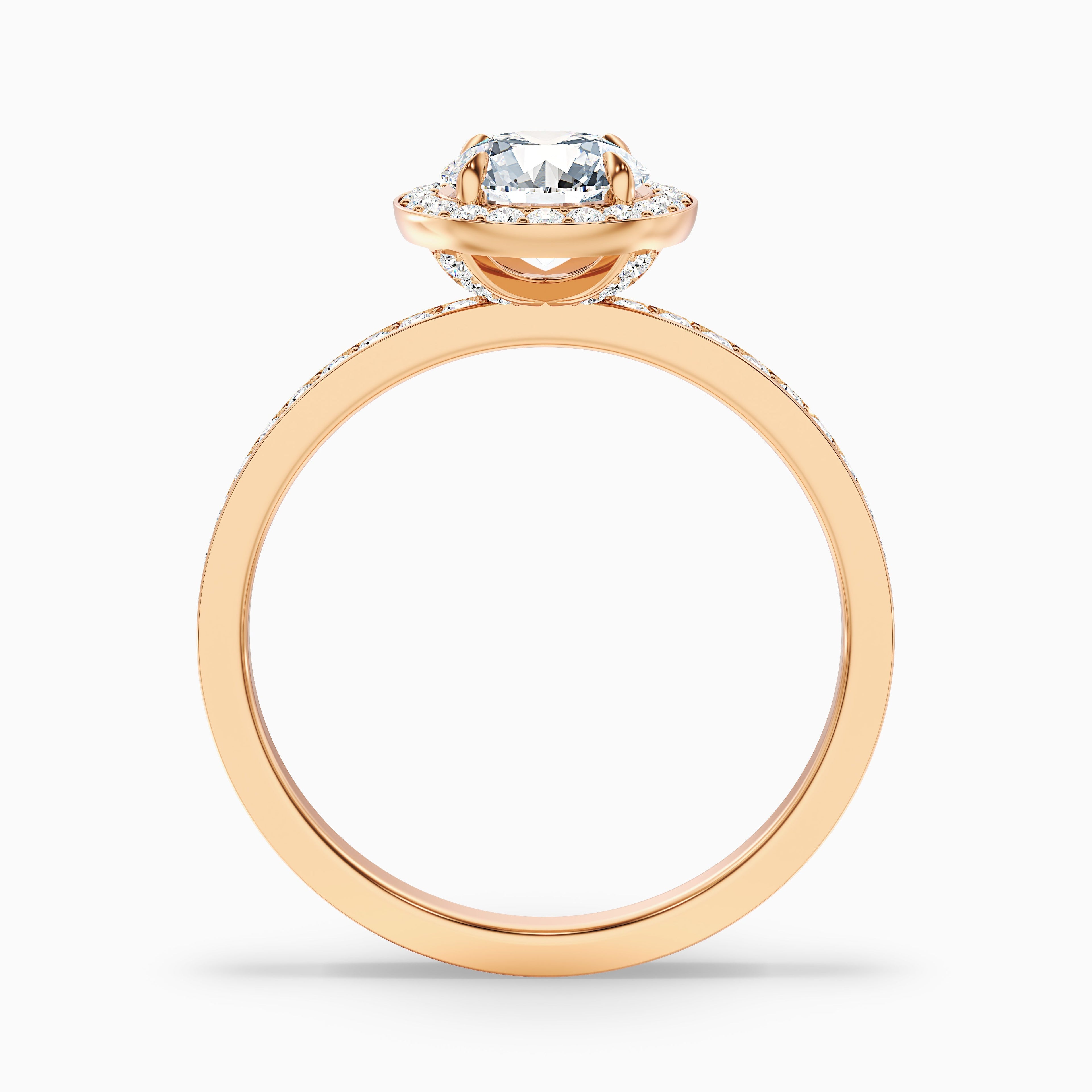 Nyra 5.5 Carat Round Halo Pave Moissanite Engagement Ring in 10k Yellow Gold