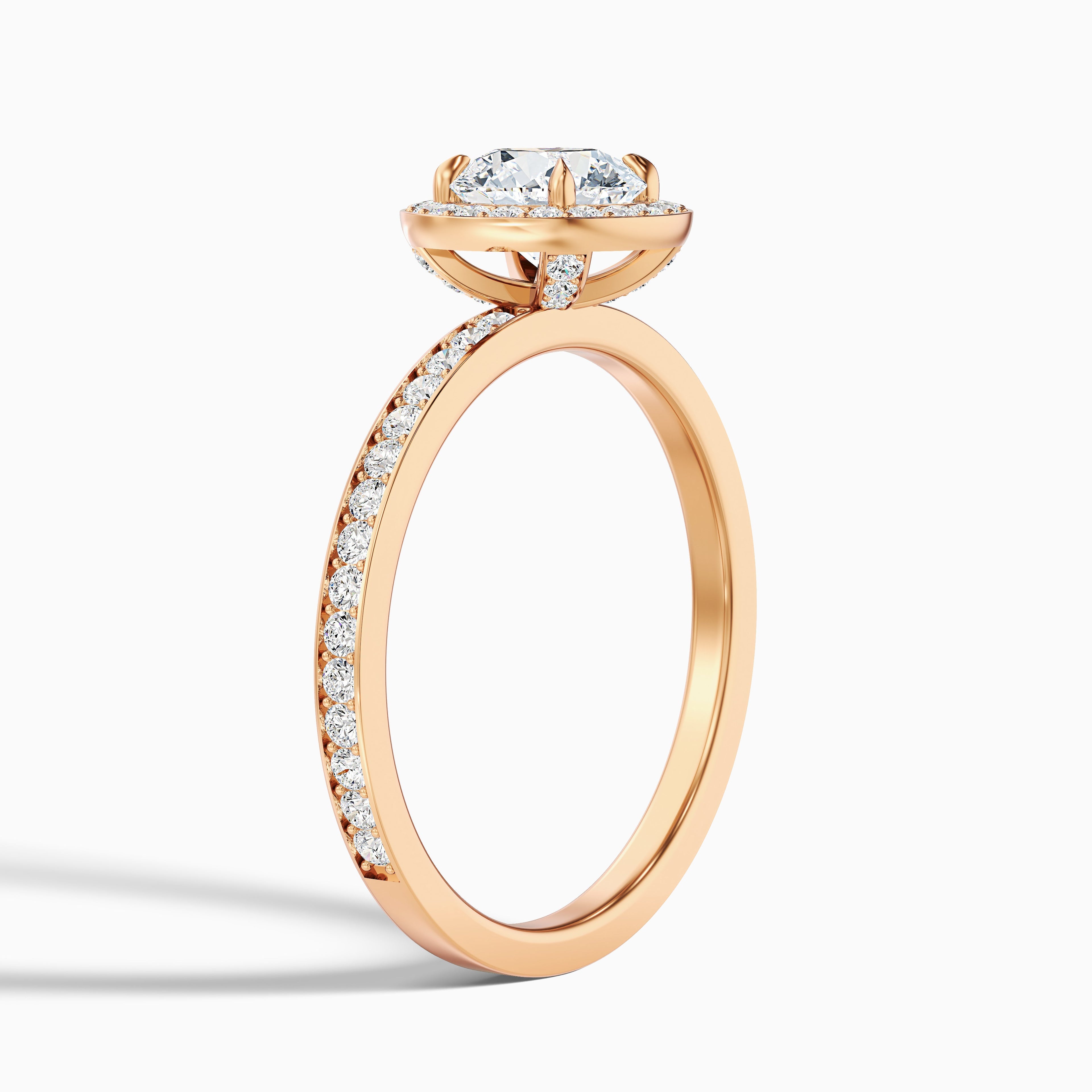 Lisa 1.5 Carat Round Halo Pave Lab Grown Diamond Ring in 14k Rose Gold