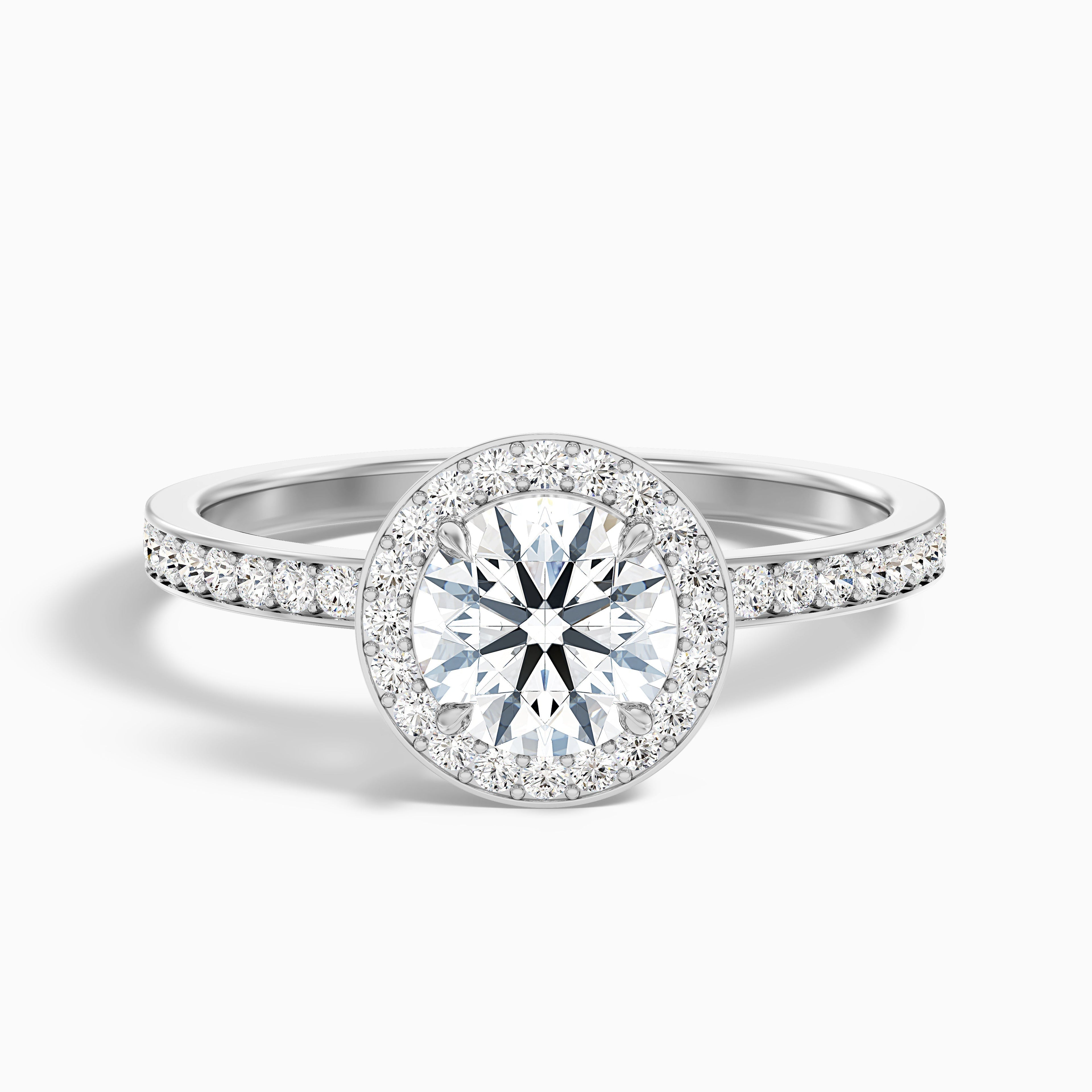 Lisa 5 Carat Round Halo Pave Lab Grown Diamond Ring in 14k Rose Gold DestGlow