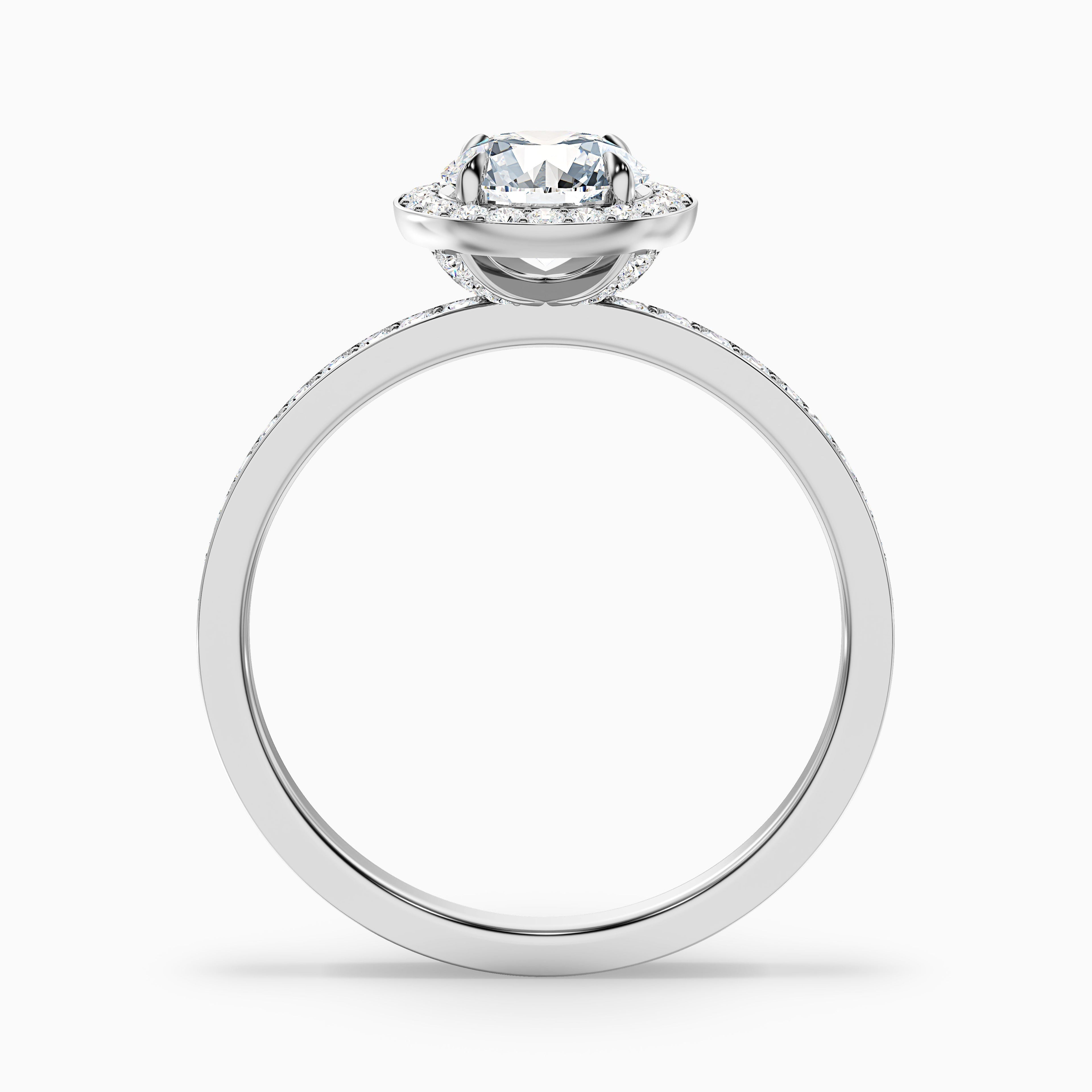 Lisa 1.5 Carat Round Halo Pave Lab Grown Diamond Ring in 18k White Gold