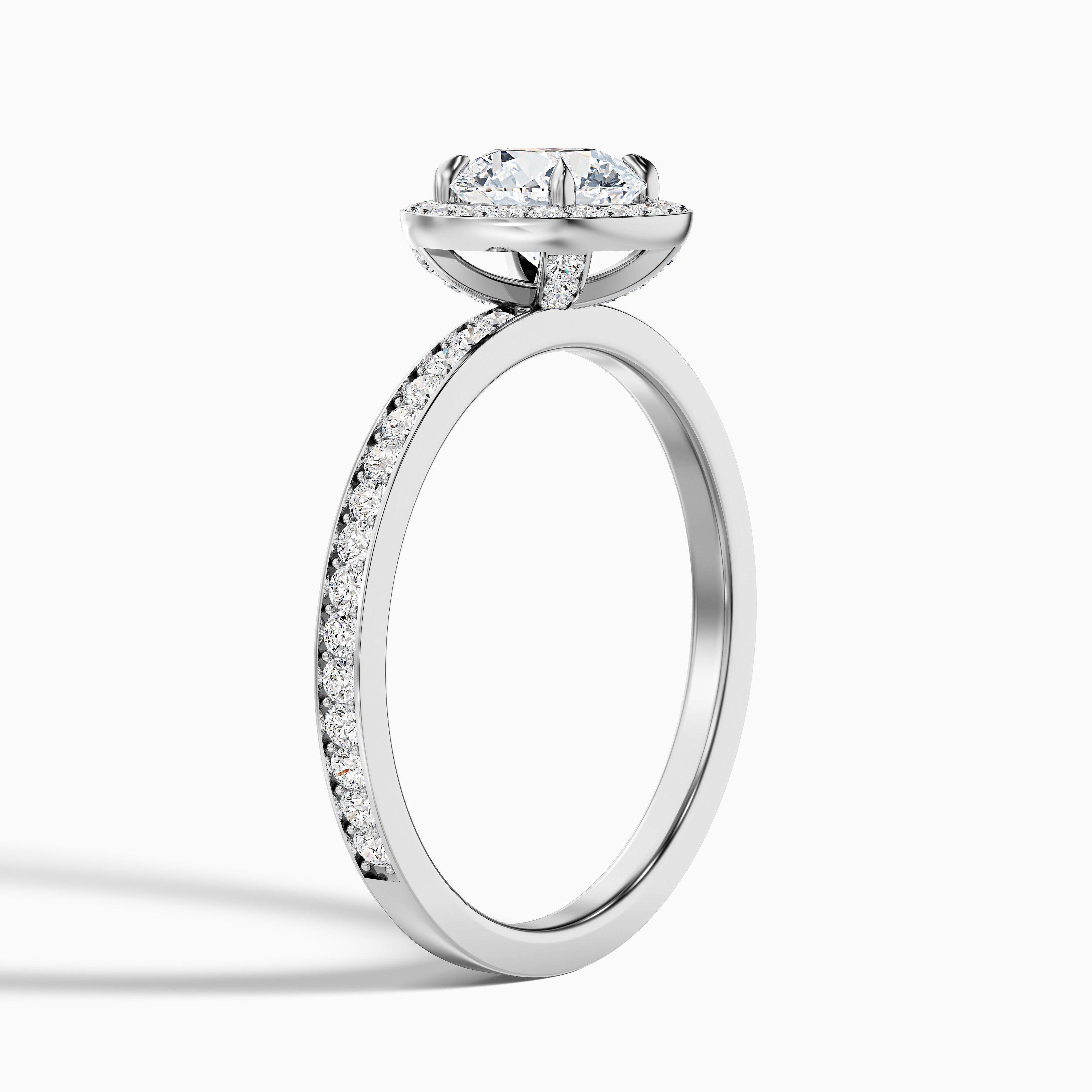 Lisa 2 Carat Round Halo Pave Lab Grown Diamond Ring in 10k Rose Gold
