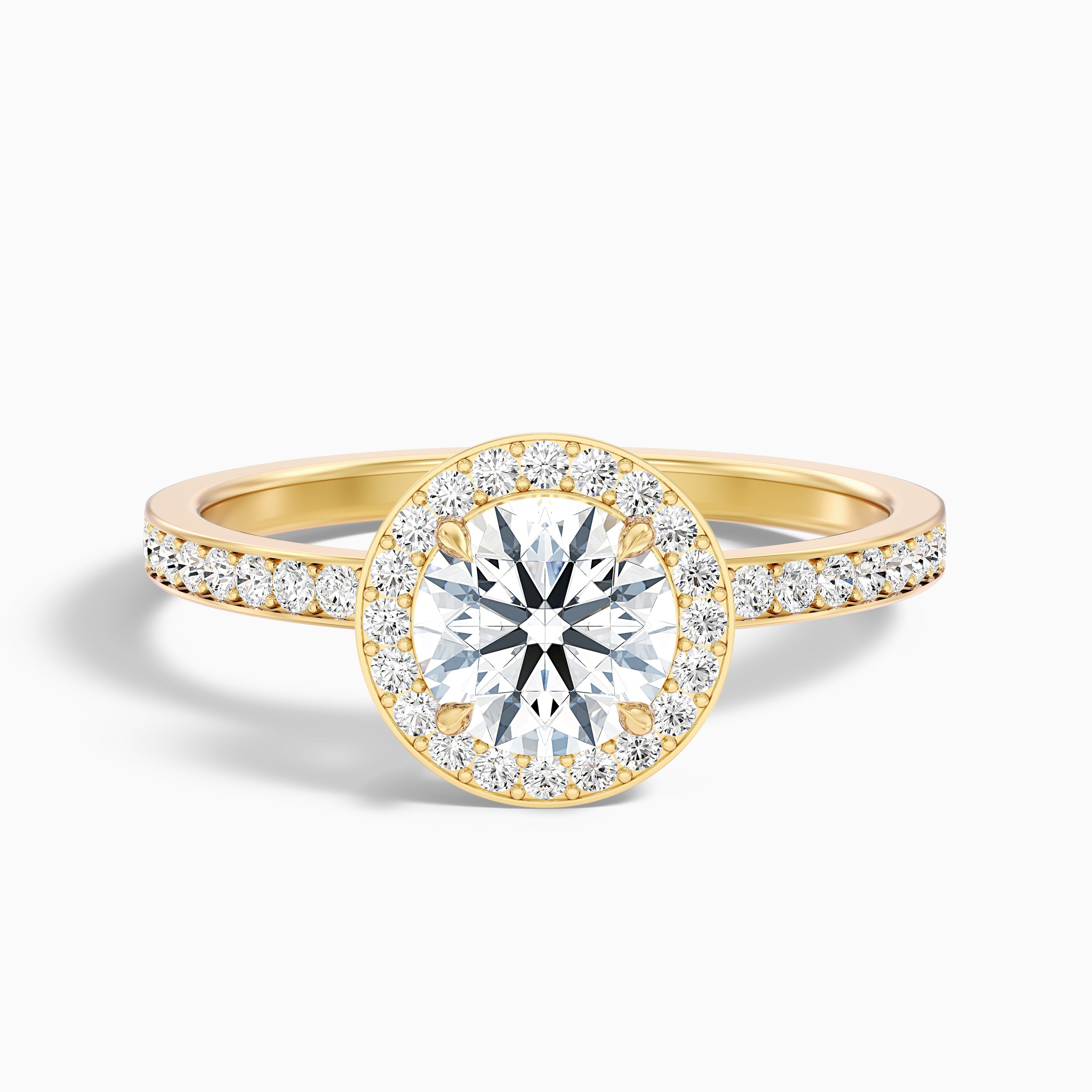 Nyra 1.5 Carat Round Halo Pave Moissanite Engagement Ring in 10k White Gold