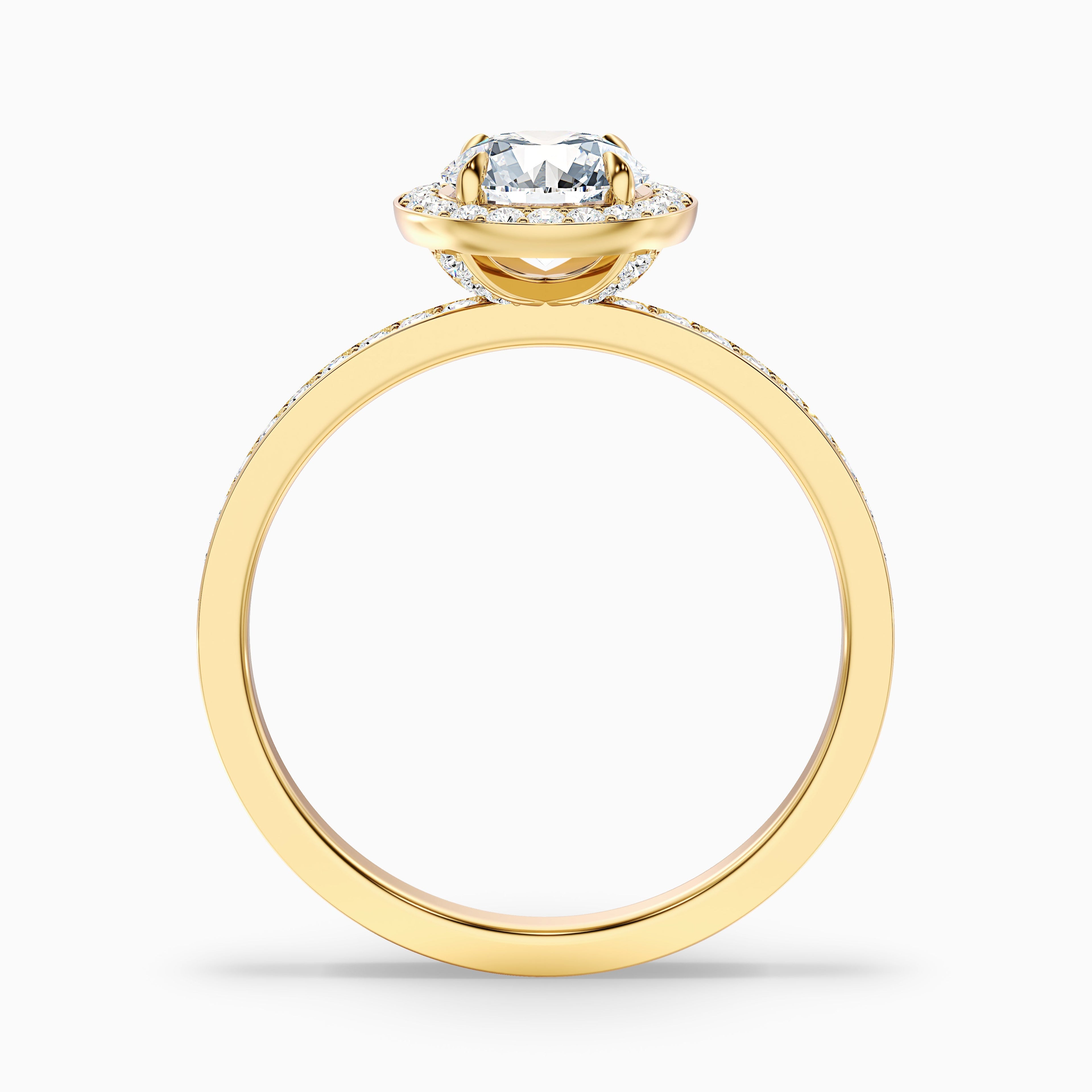 Lisa 1 Carat Round Halo Pave Lab Grown Diamond Ring in 18k White Gold