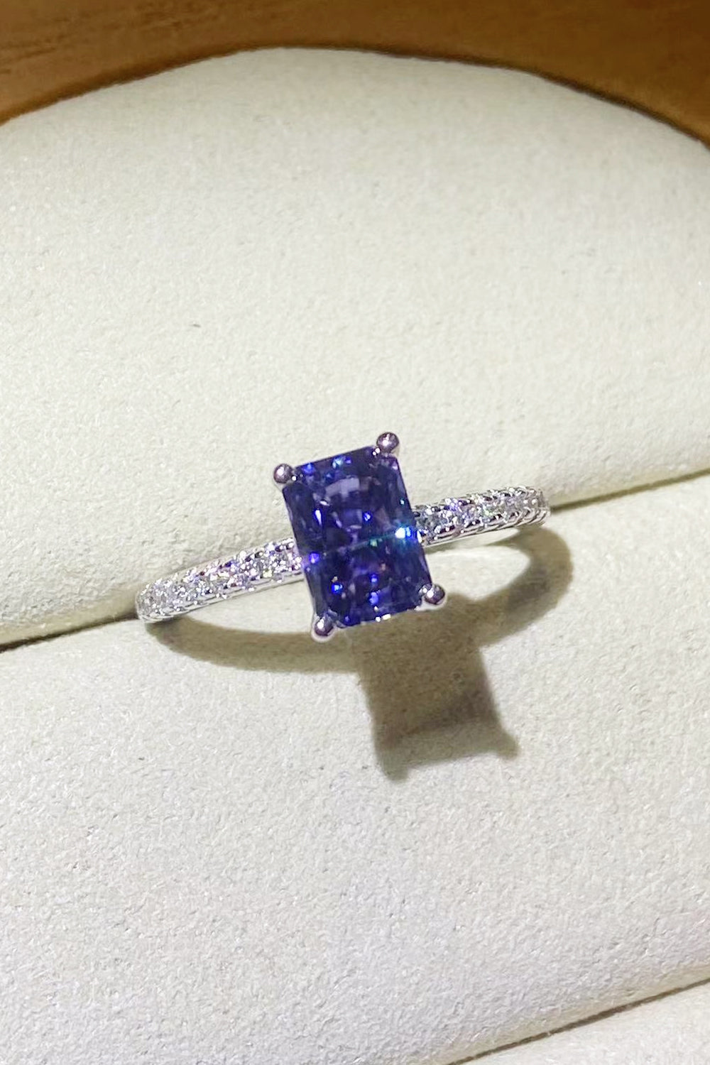 1 Carat Sparkala™ Platinum Over Pure Sterling Silver Rectangle Ring in Blue by Sparkala
