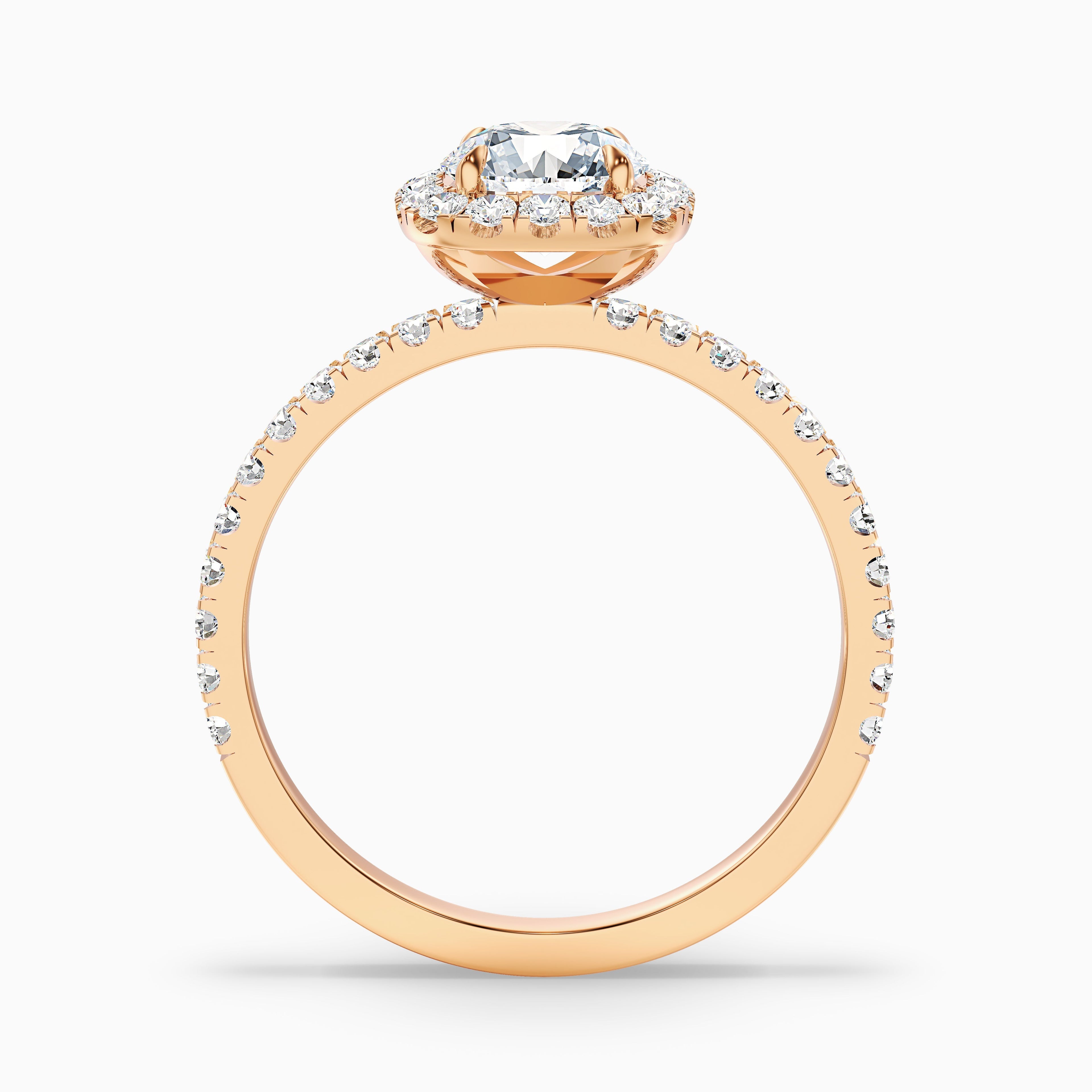 Zia 3 Carat Round Cut Halo Pave Moissanite Engagement Ring in 14k Yellow Gold