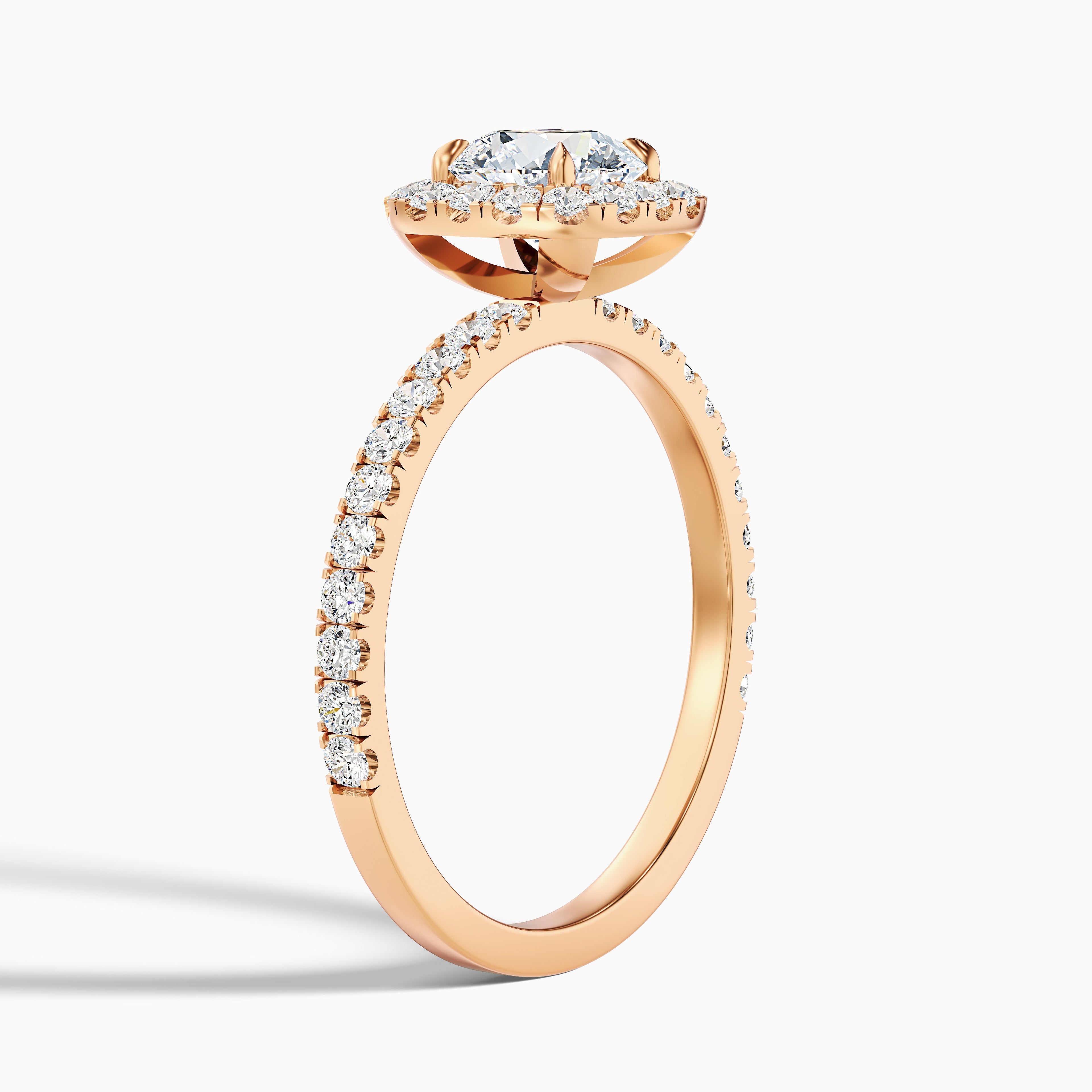 Adley 1 Carat Round Cut Halo Pave Lab Grown Diamond Ring in Platinum