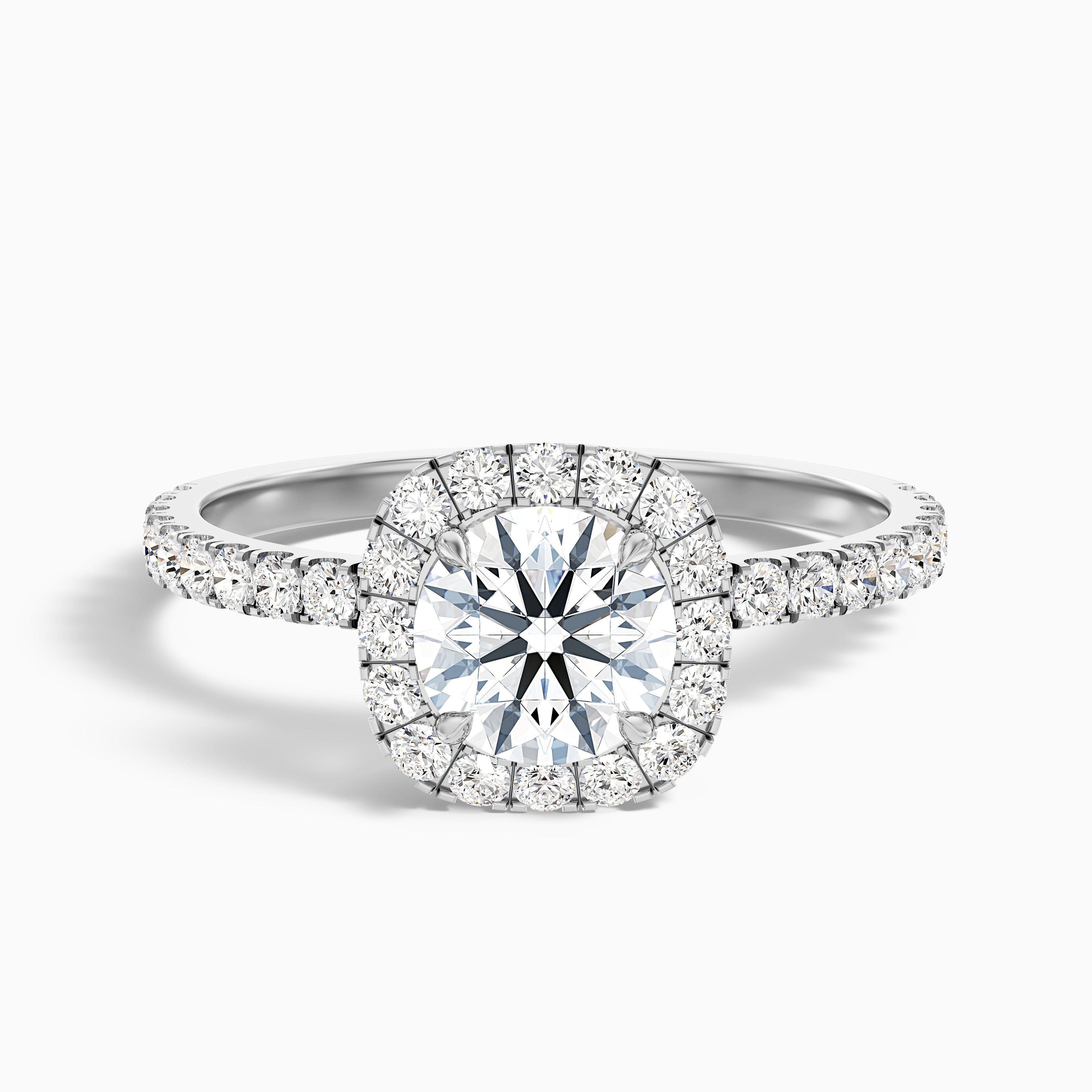 Zia 2.5 Carat Round Cut Halo Pave Moissanite Engagement Ring in 10k Yellow Gold