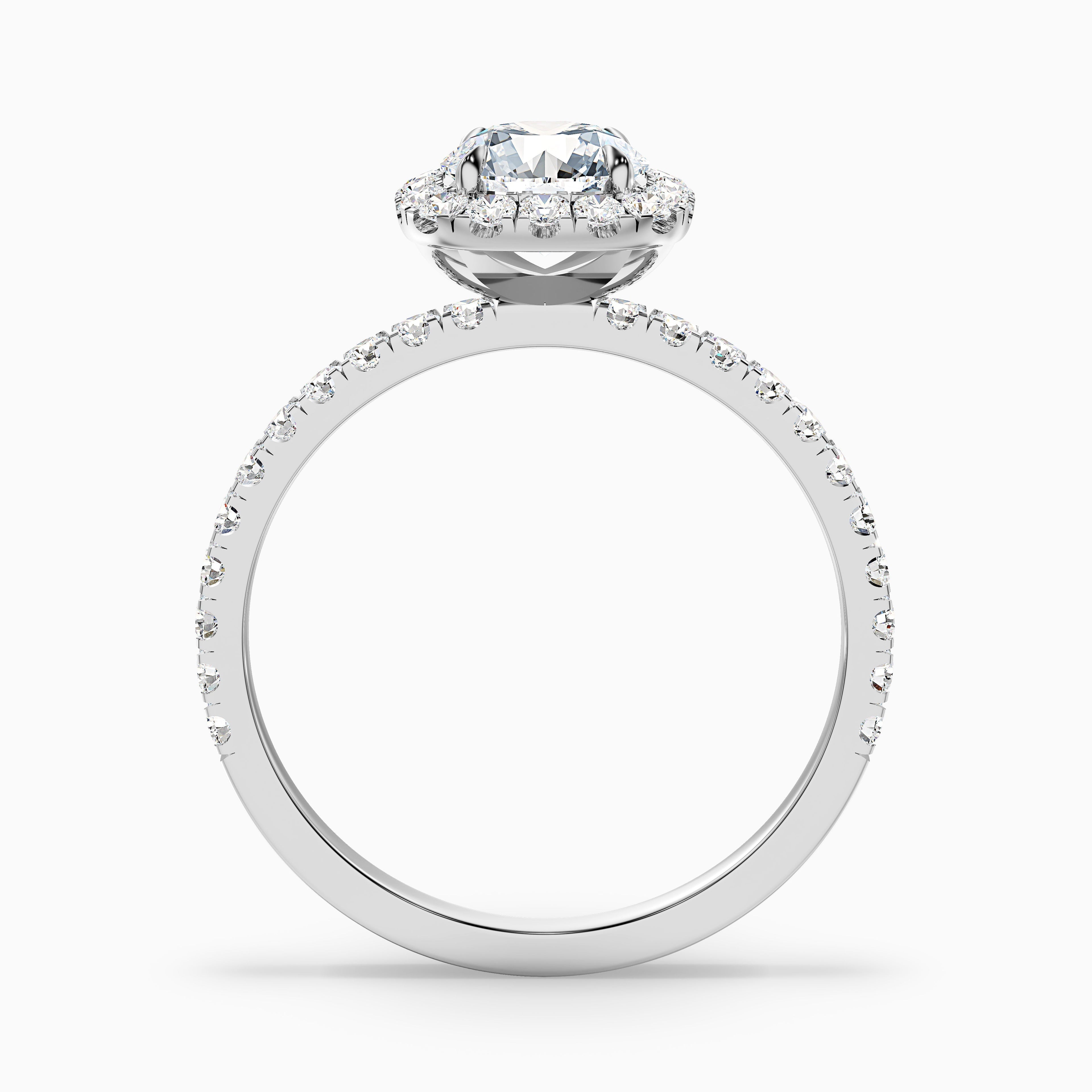 Zia 3 Carat Round Cut Halo Pave Moissanite Engagement Ring in 18k Rose Gold