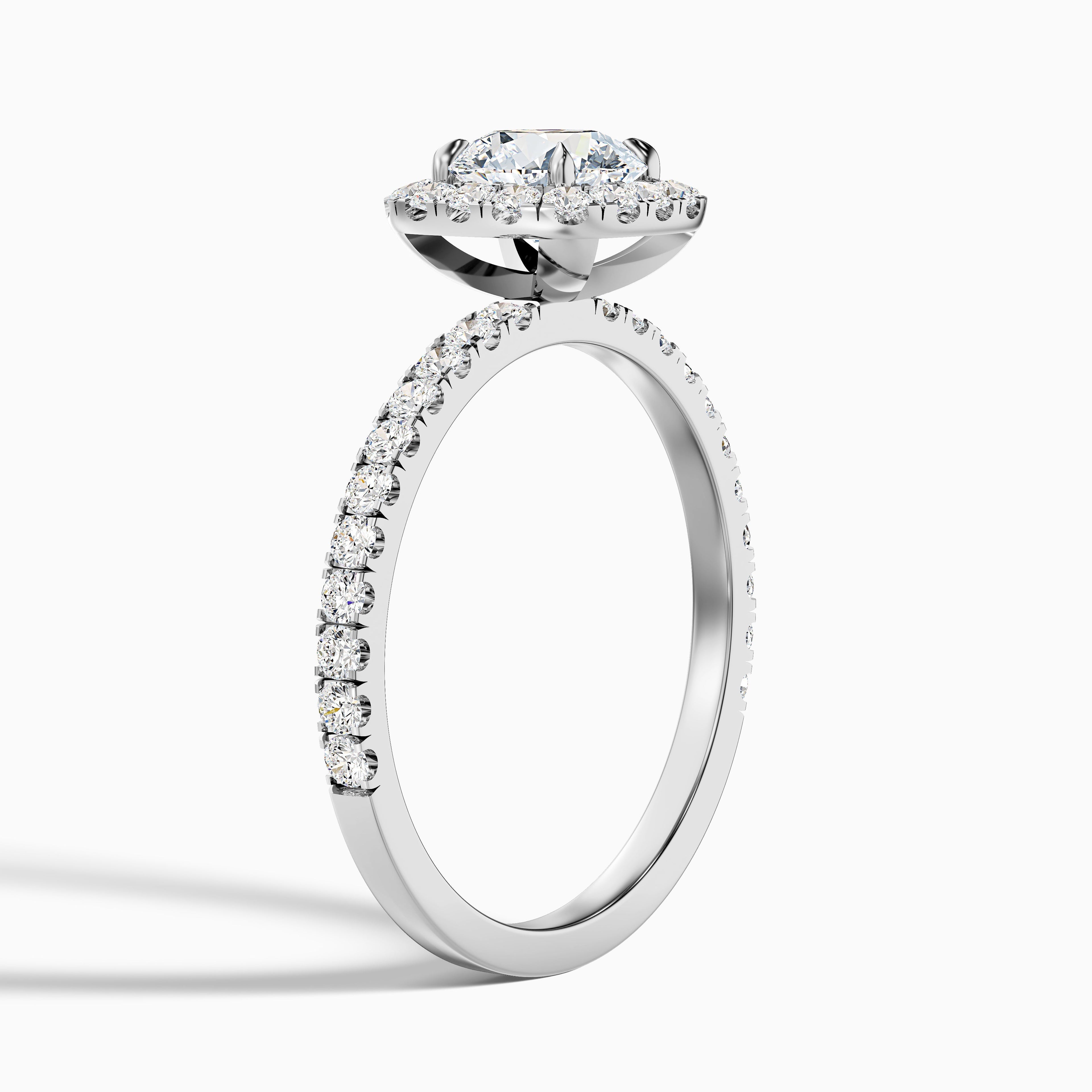 Adley 5 Carat Round Cut Halo Pave Lab Grown Diamond Ring in 18k Rose Gold