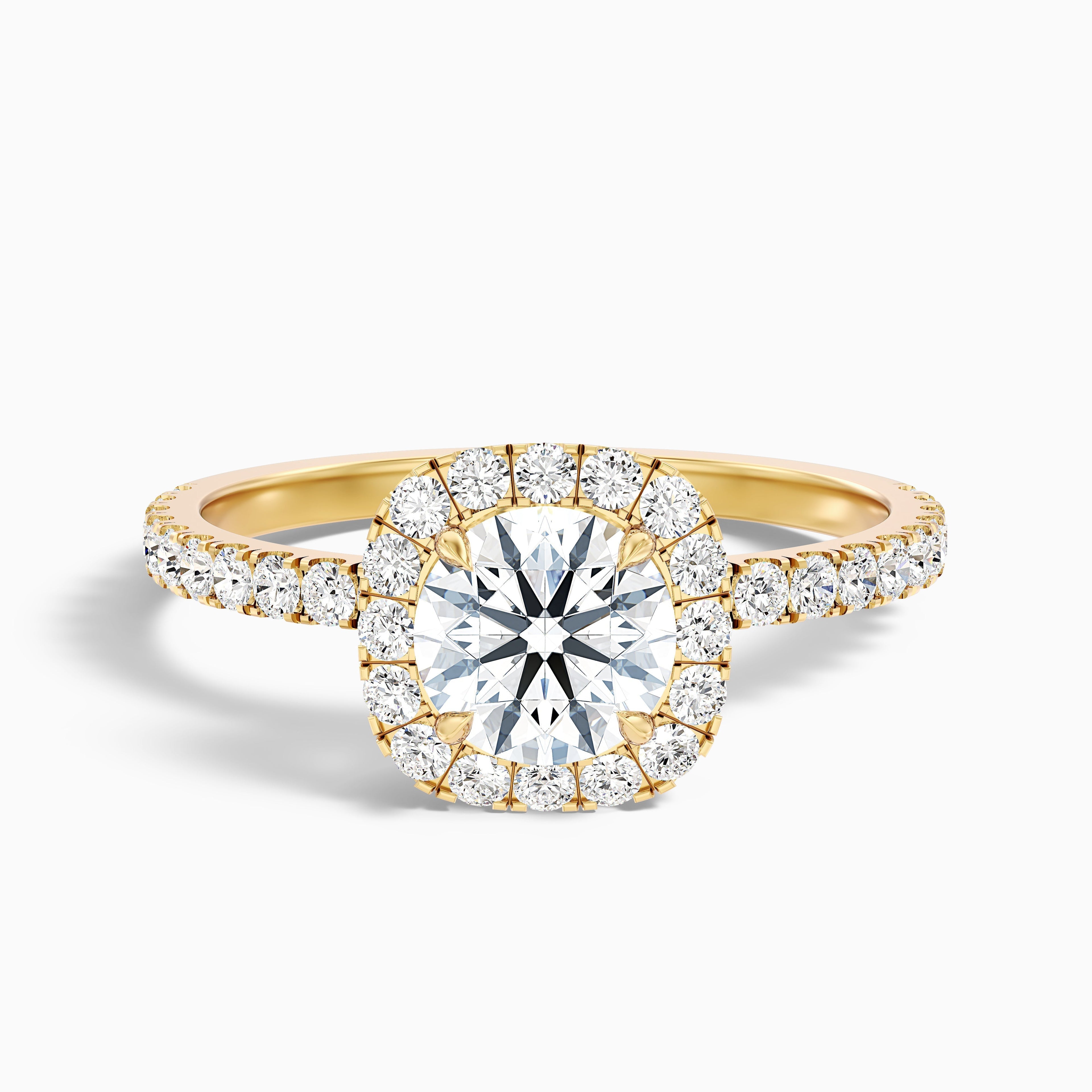 Zia 2 Carat Round Cut Halo Pave Moissanite Engagement Ring in 14k White Gold