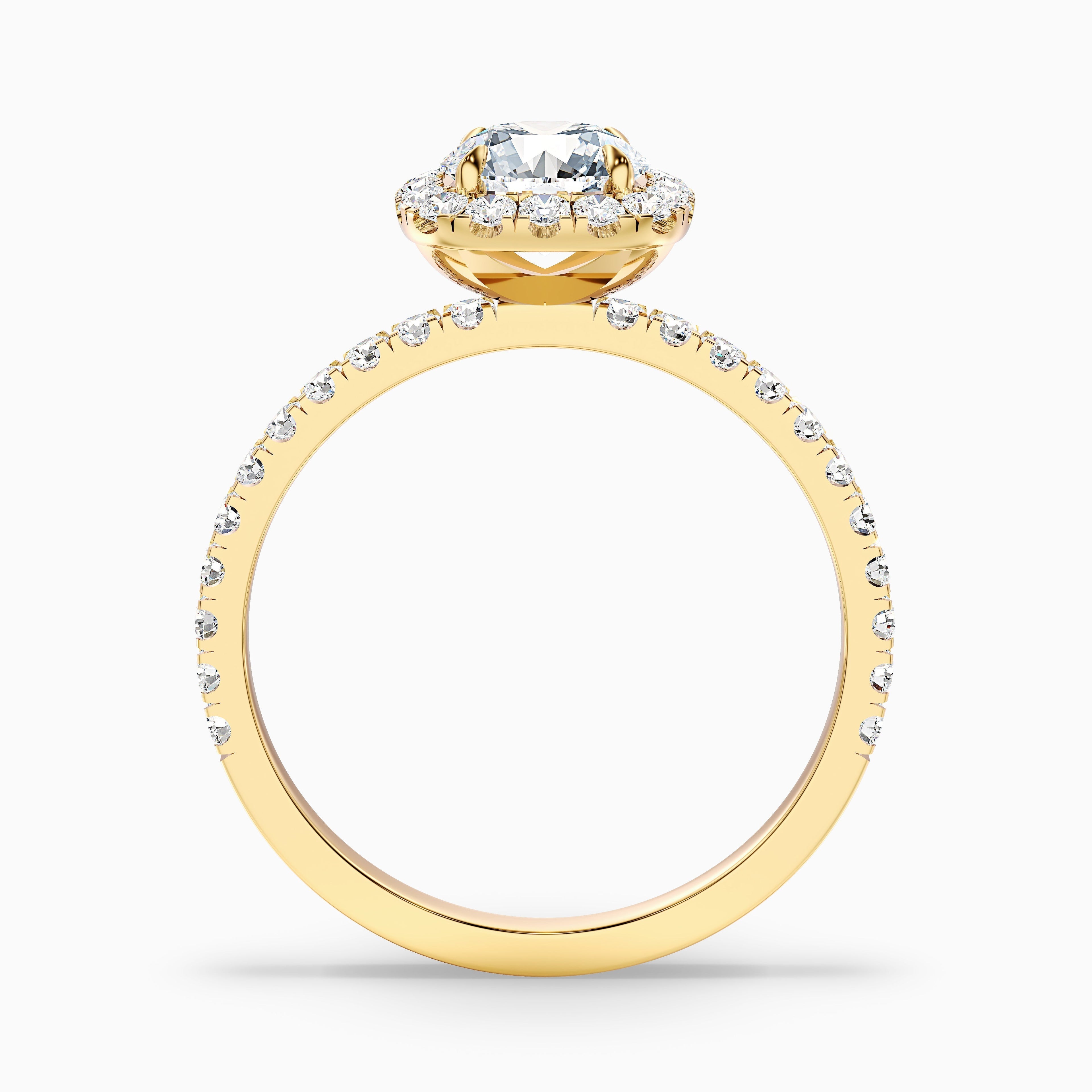 Adley 3 Carat Round Cut Halo Pave Lab Grown Diamond Ring in 14k White Gold