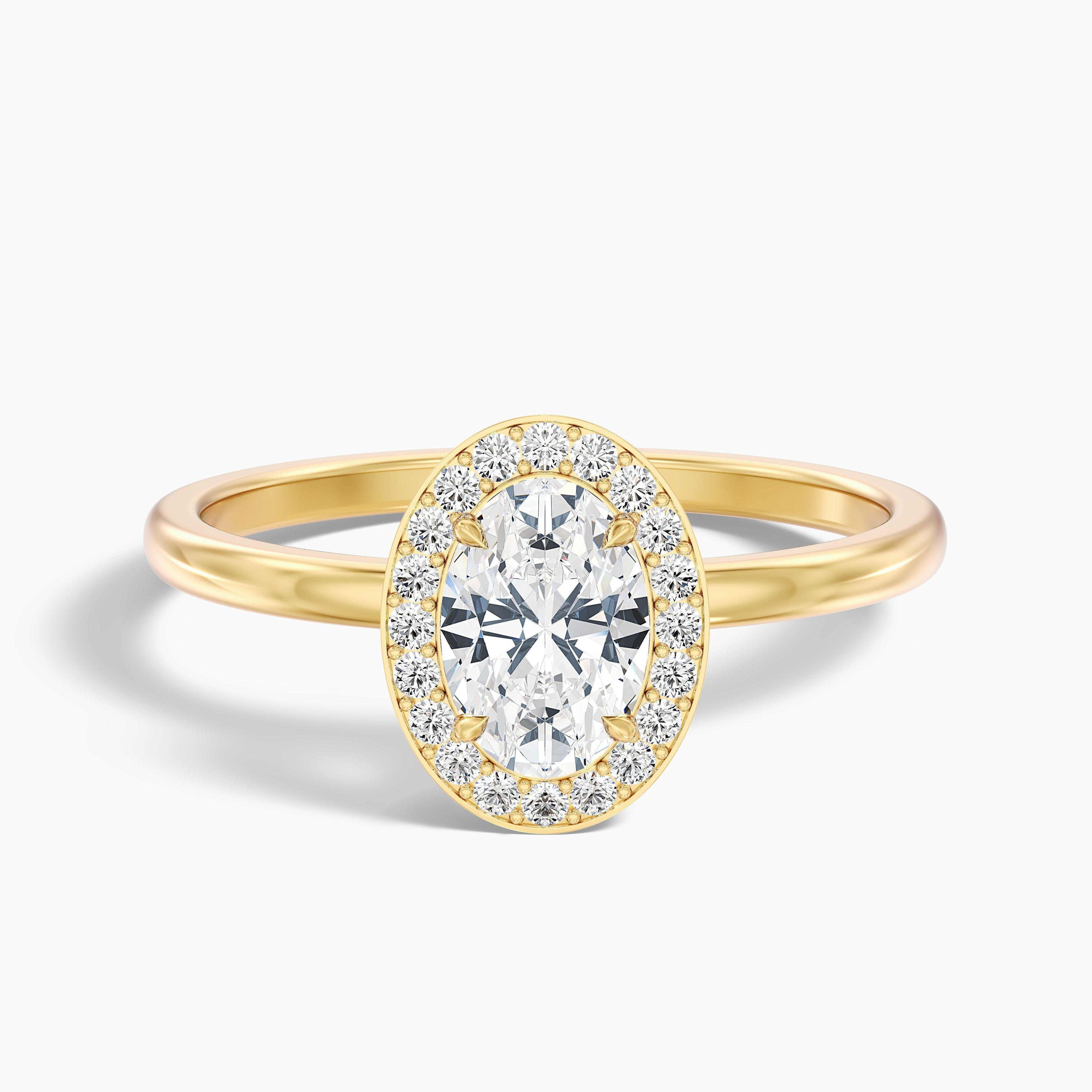 Joa 5.5 Carat Oval Halo Moissanite Engagement Ring in 10k White Gold