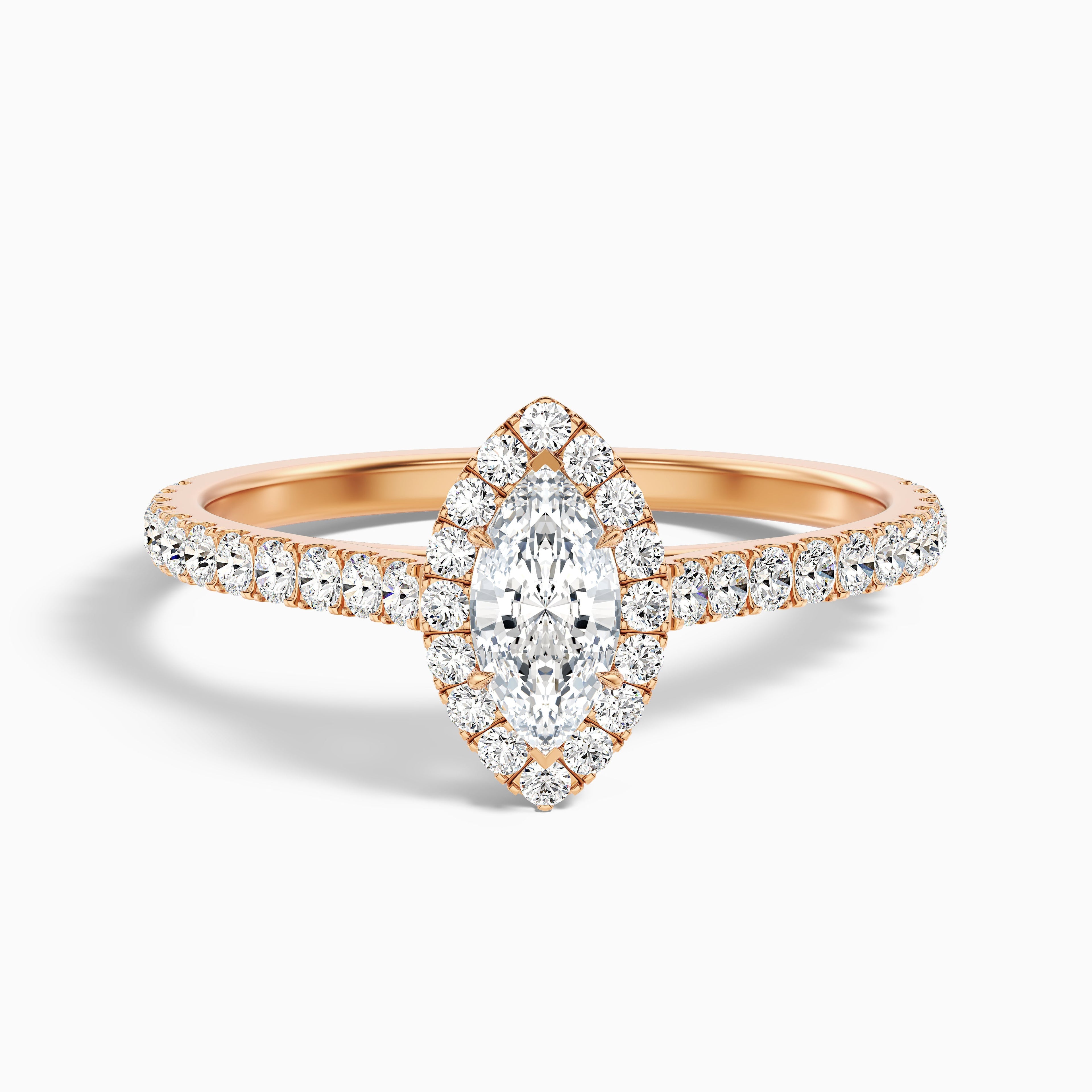 Alexa 2.5 Carat Marquise Halo Pave Lab Grown Diamond Ring in 10k White Gold