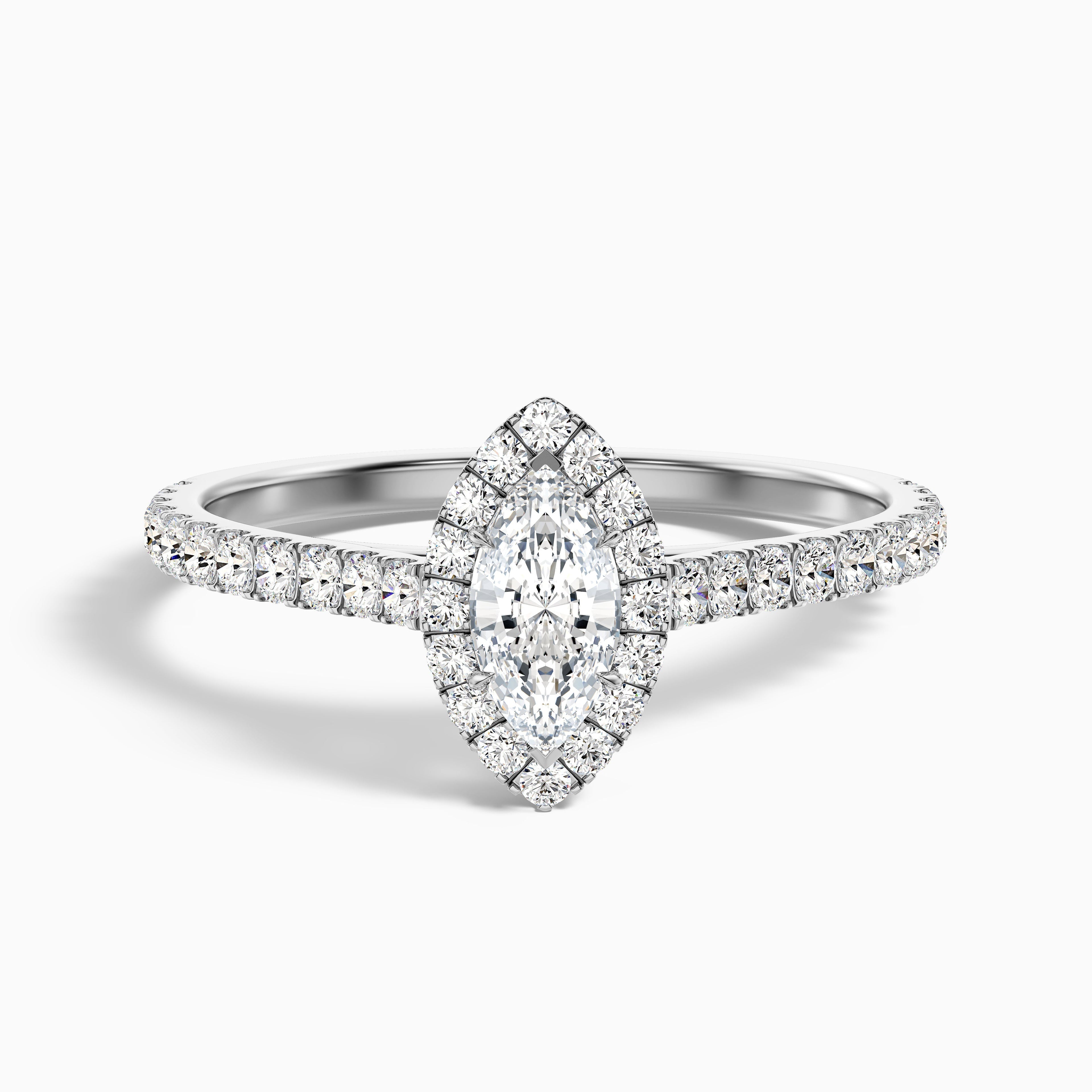 Anna 2 Carat Marquise Halo Pave Moissanite Engagement Ring in 18k Yellow Gold DestGlow