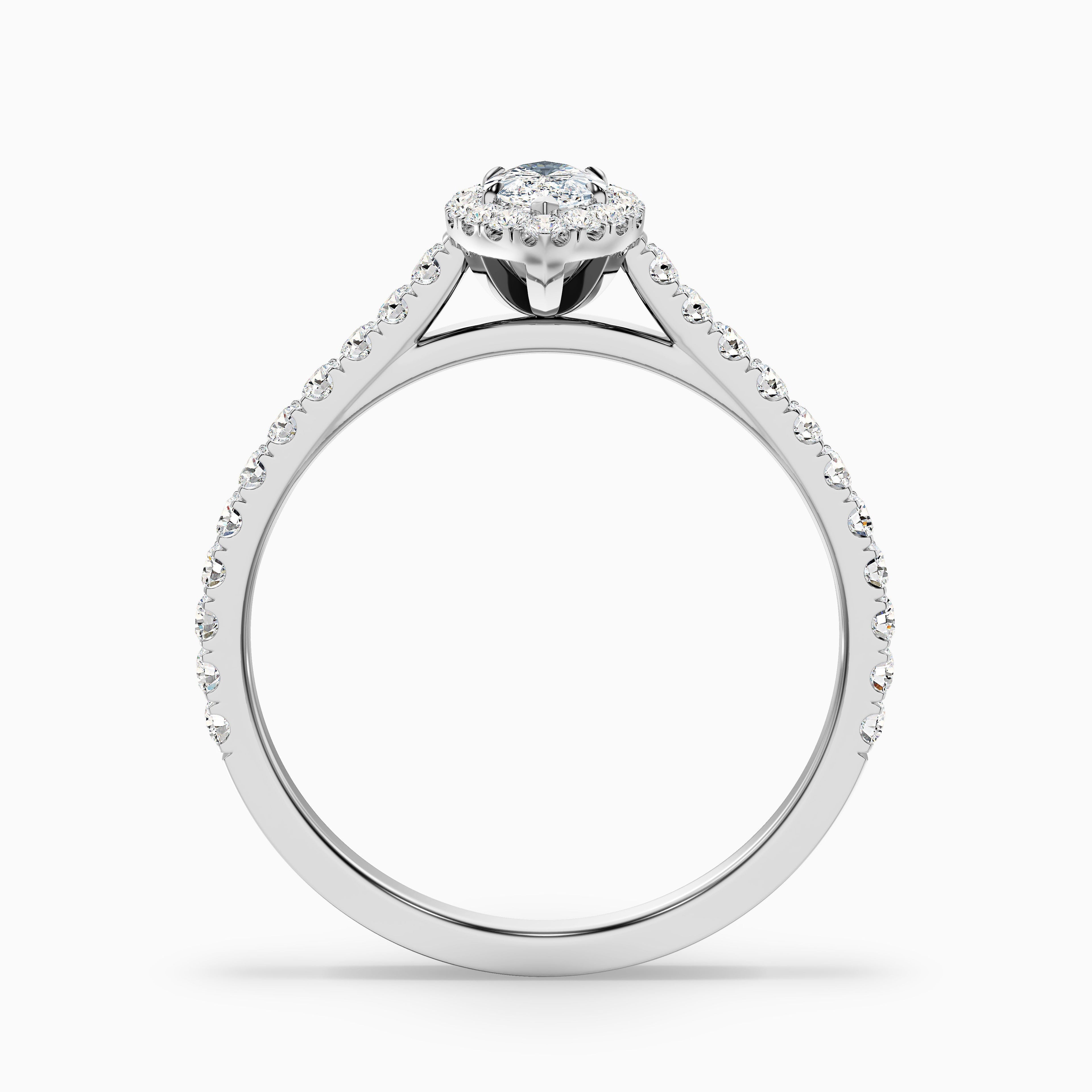 Anna 1 Carat Marquise Halo Pave Moissanite Engagement Ring in 14k Yellow Gold