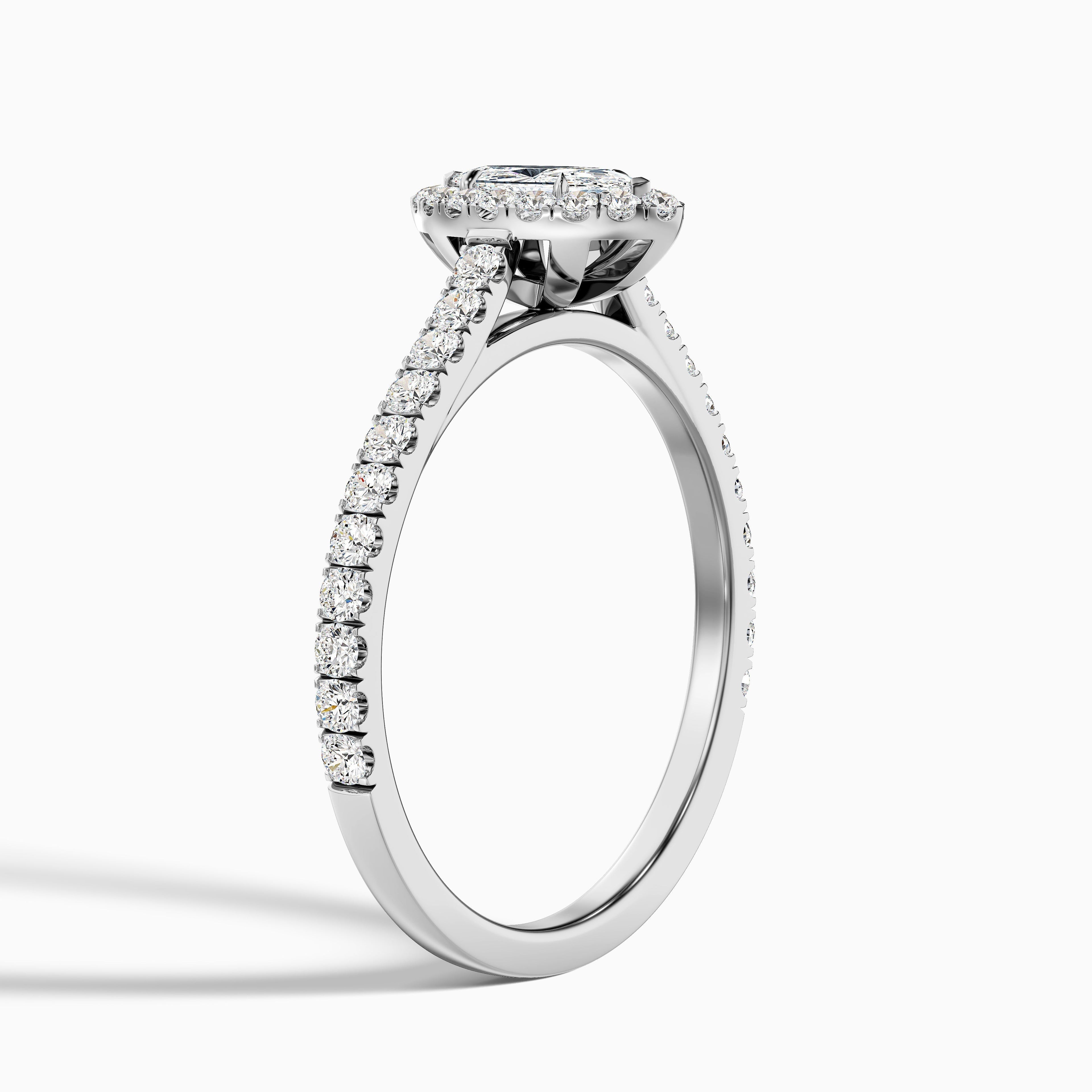 Alexa 4 Carat Marquise Halo Pave Lab Grown Diamond Ring in 14k White Gold