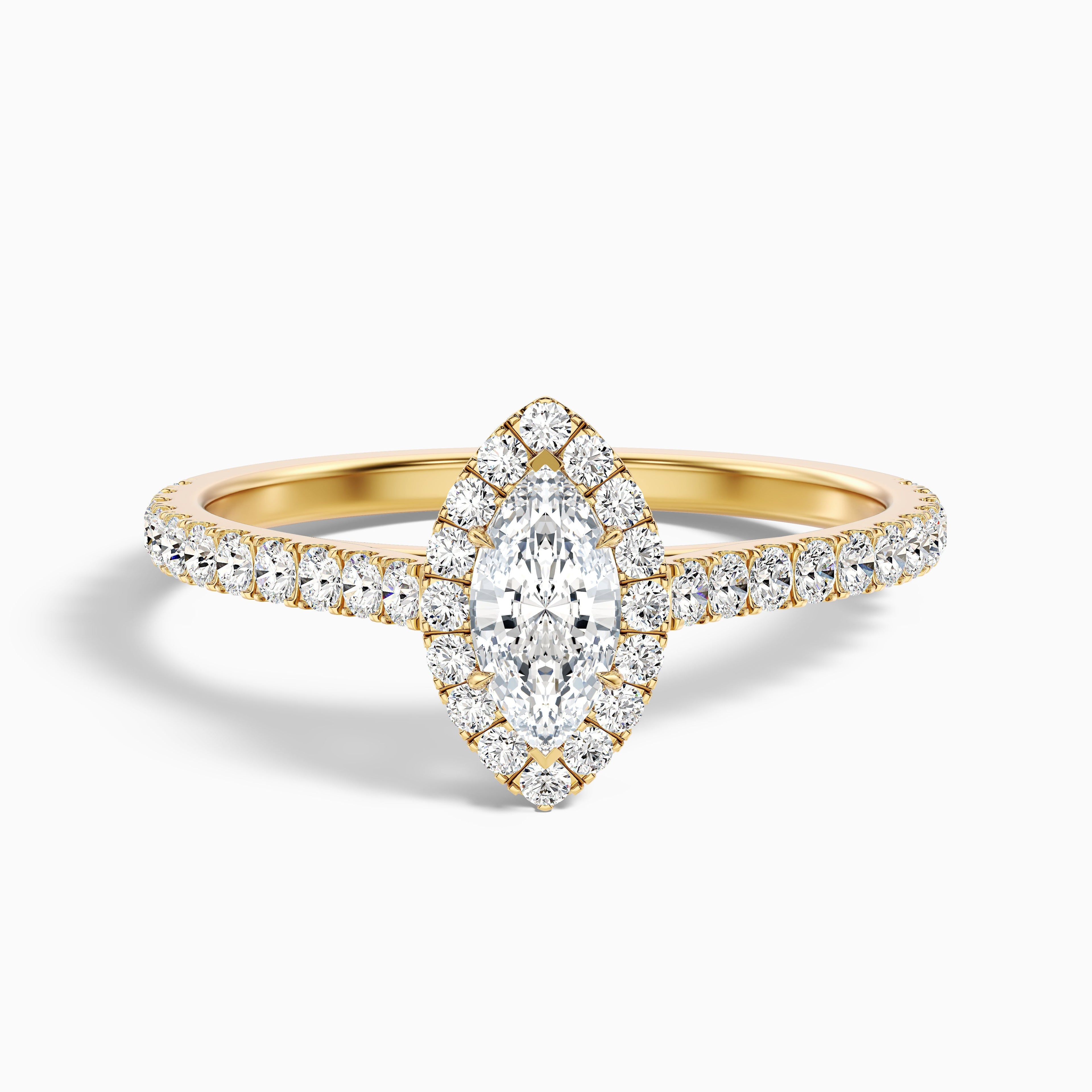 Alexa 4.5 Carat Marquise Halo Pave Lab Grown Diamond Ring in 14k White Gold DestGlow