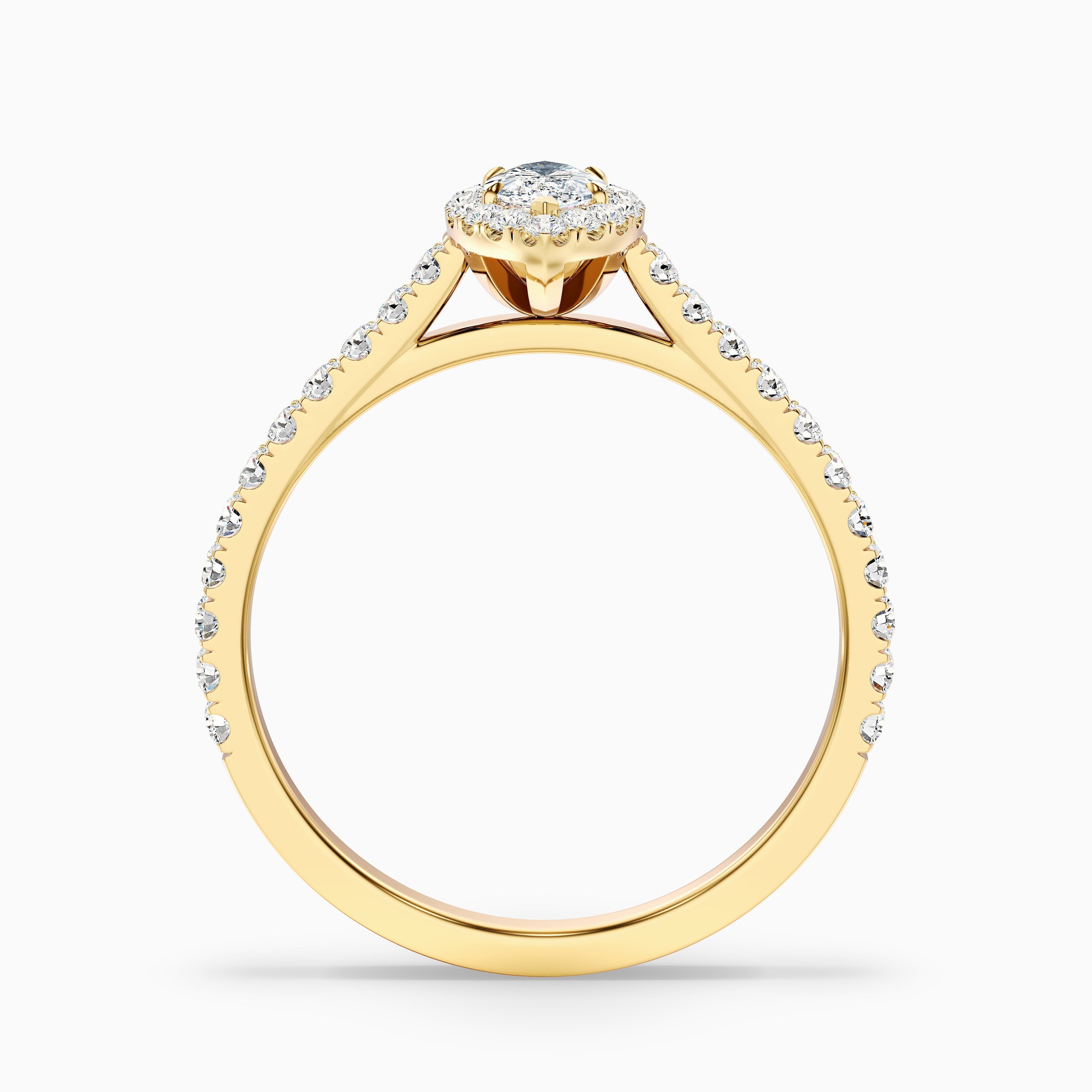 Anna 1.5 Carat Marquise Halo Pave Moissanite Engagement Ring in 18k Rose Gold DestGlow