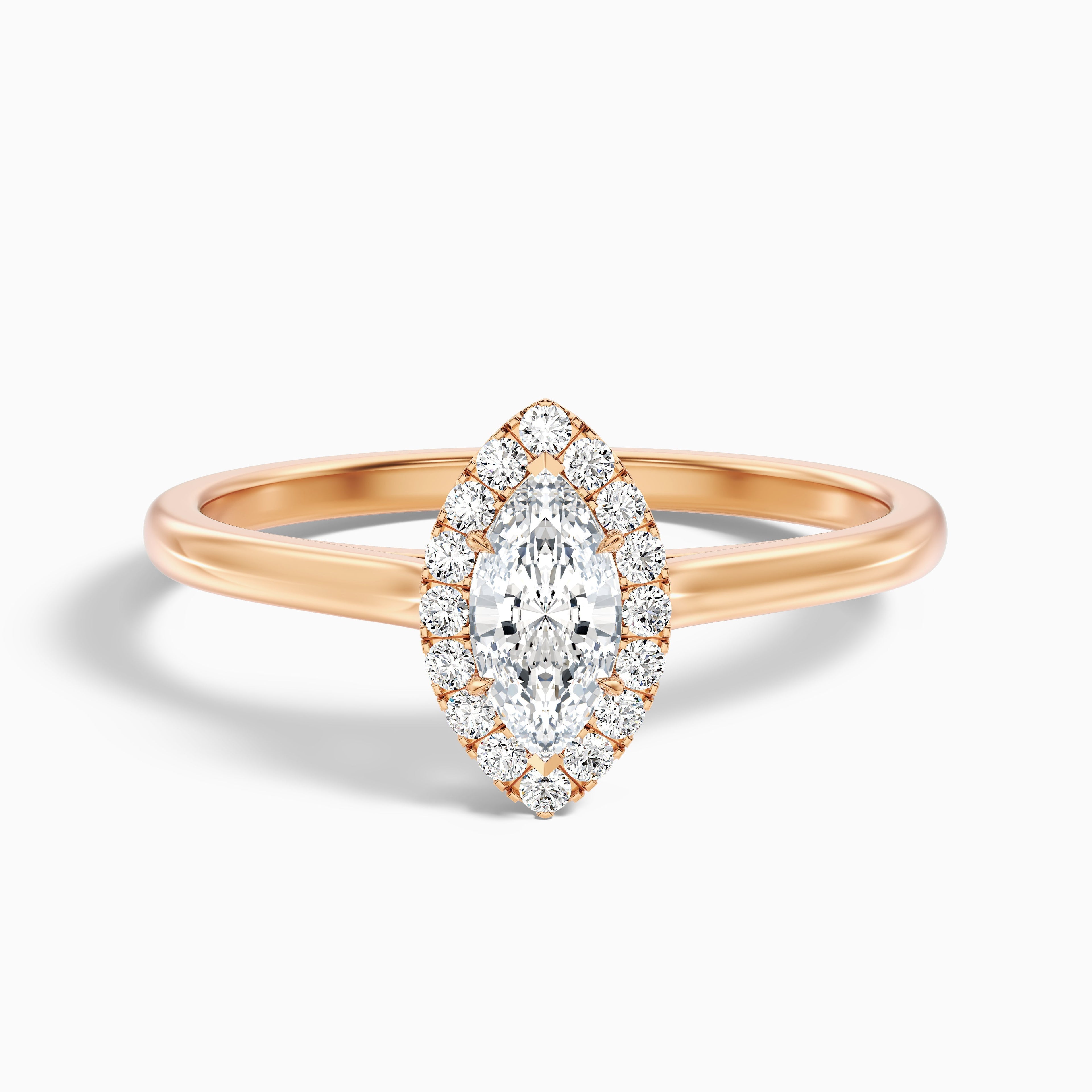 Lena 4 Carat Marquise Halo Moissanite Engagement Ring in 14k Yellow Gold DestGlow