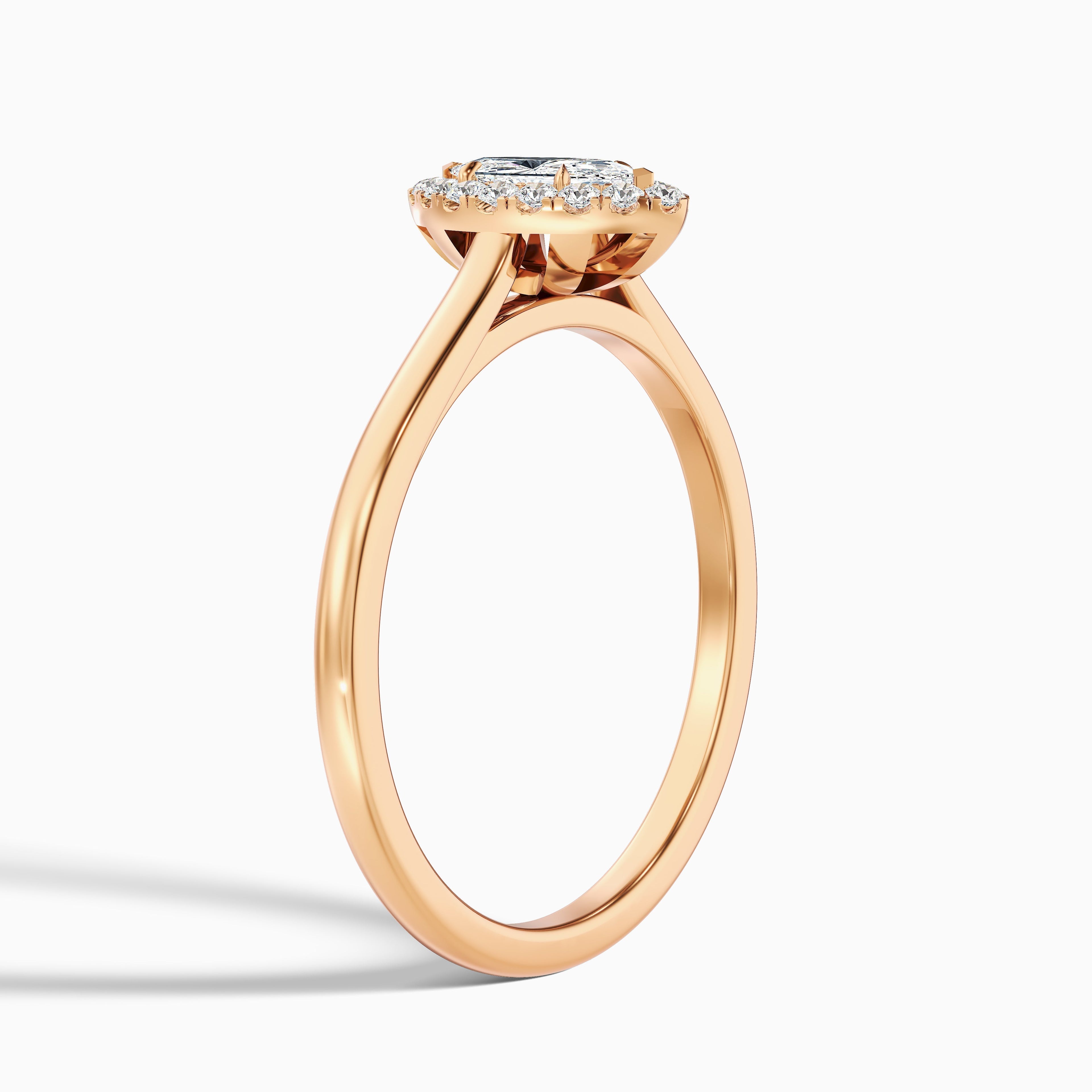 Bria 9 Carat Marquise Halo Moissanite Engagement Ring in 18k Rose Gold