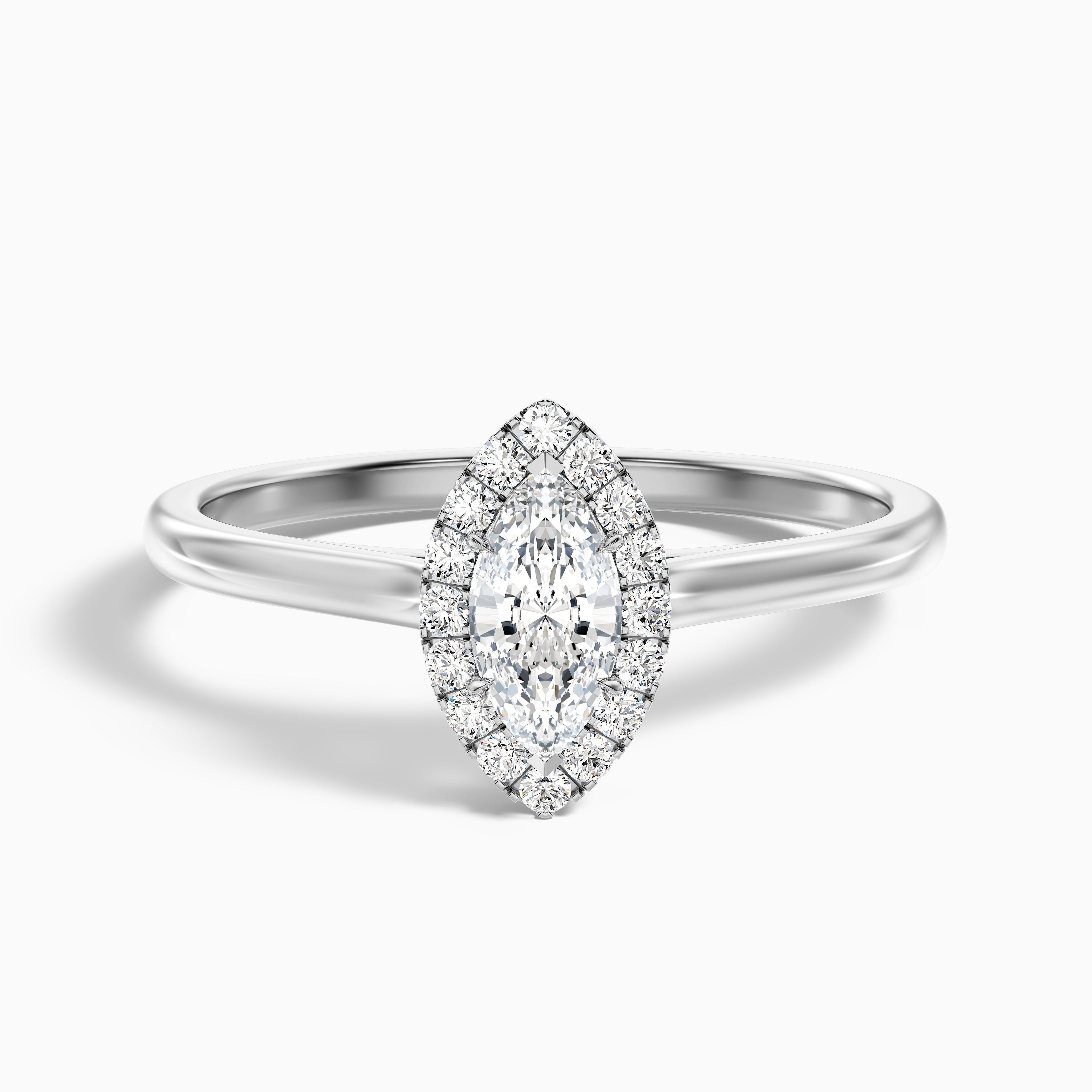 Anaya 2.5 Carat Marquise Halo Lab Grown Diamond Ring in Platinum
