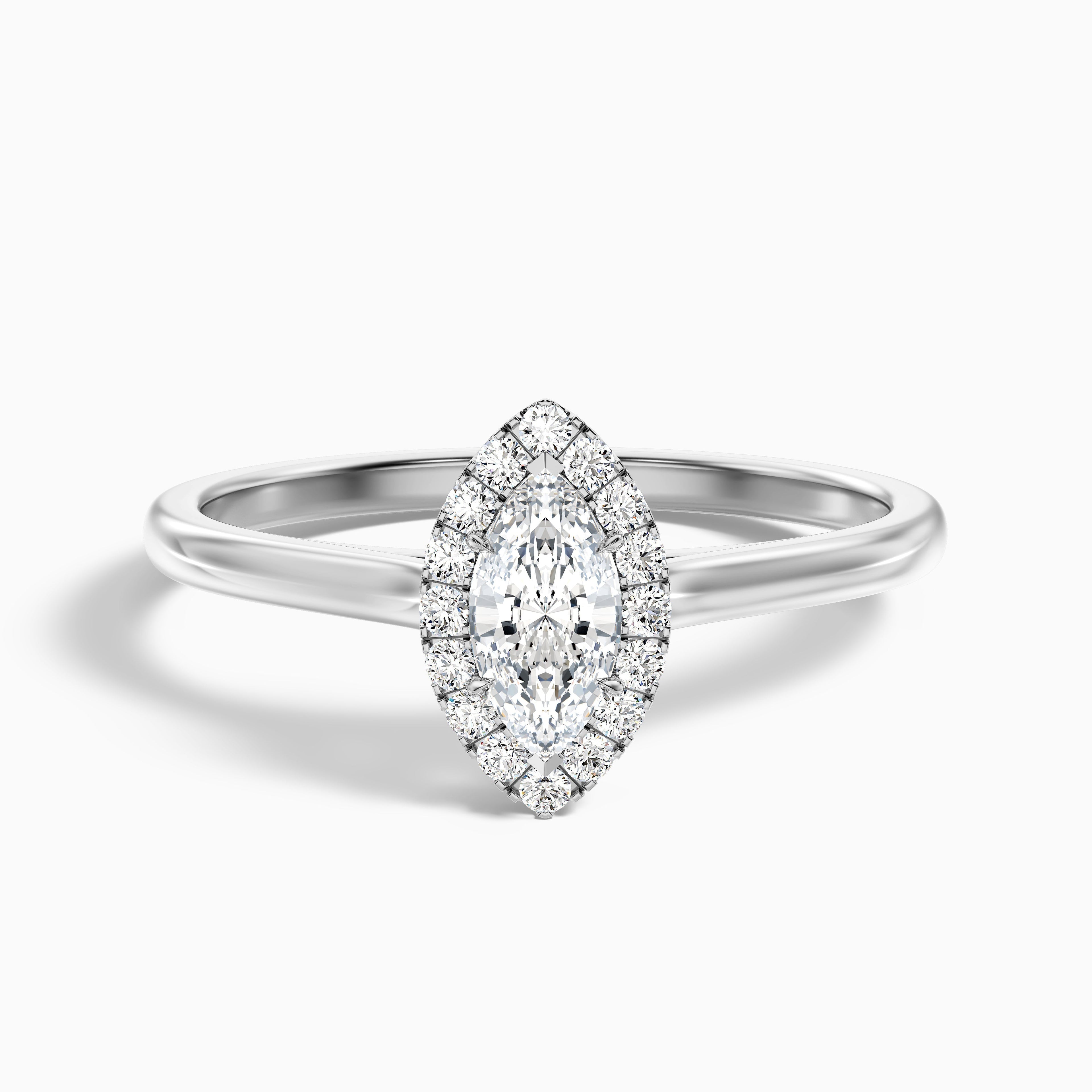 Anaya 4.5 Carat Marquise Halo Lab Grown Diamond Ring in Platinum