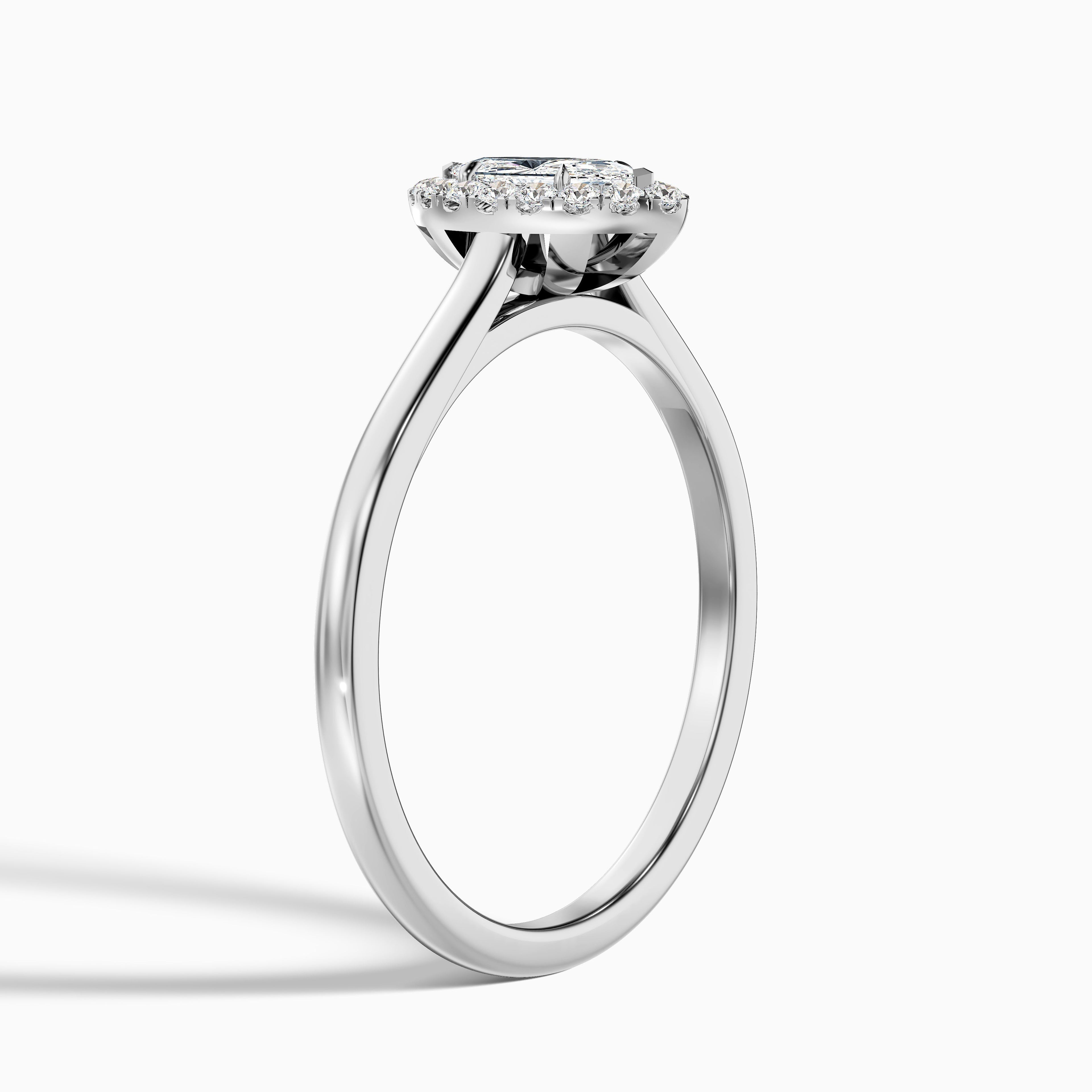 Bria 9 Carat Marquise Halo Moissanite Engagement Ring in 10k White Gold