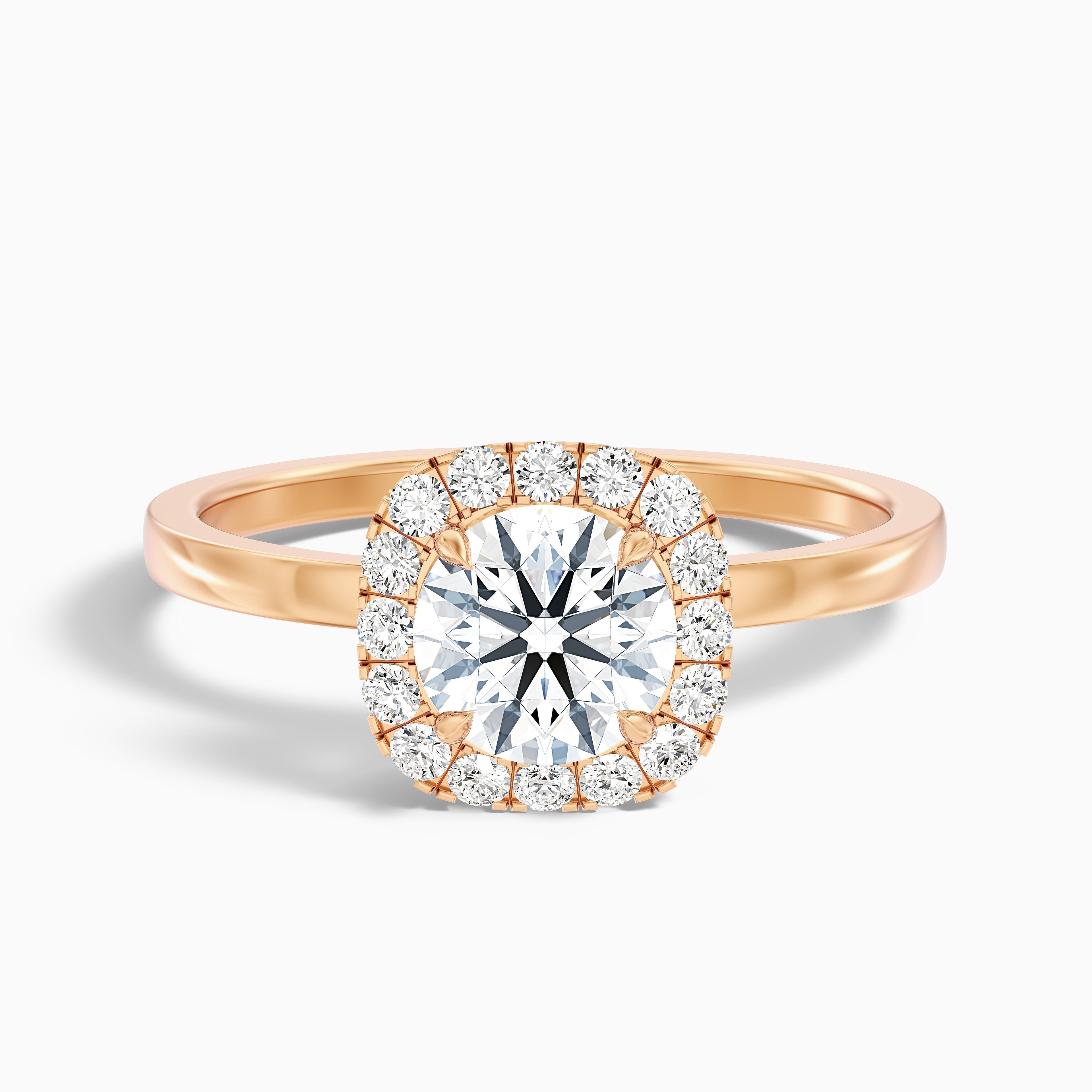 Anya 2.5 Carat Round Cut Halo Moissanite Engagement Ring in 18k Rose Gold