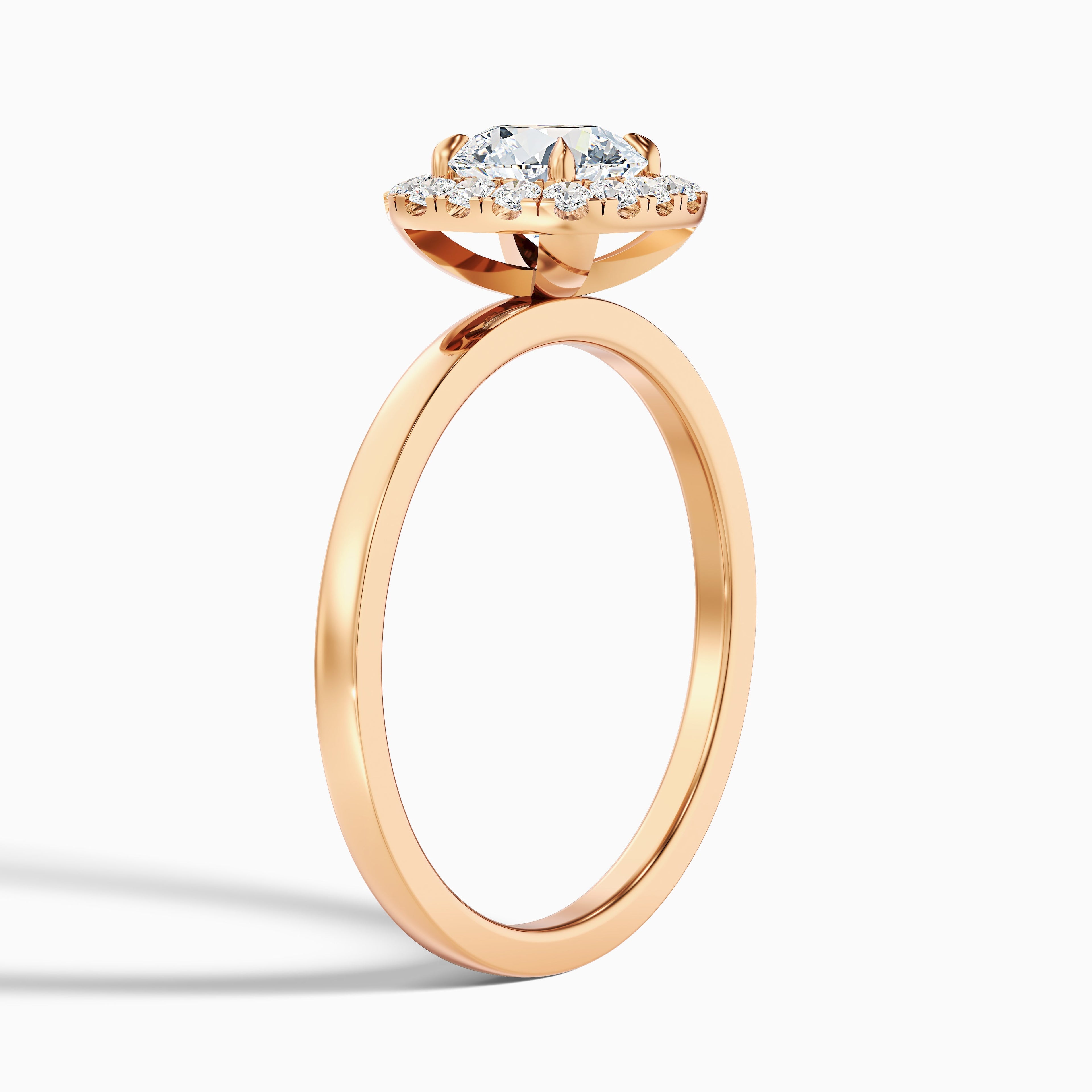 Anya 5.5 Carat Round Cut Halo Moissanite Engagement Ring in 18k Rose Gold
