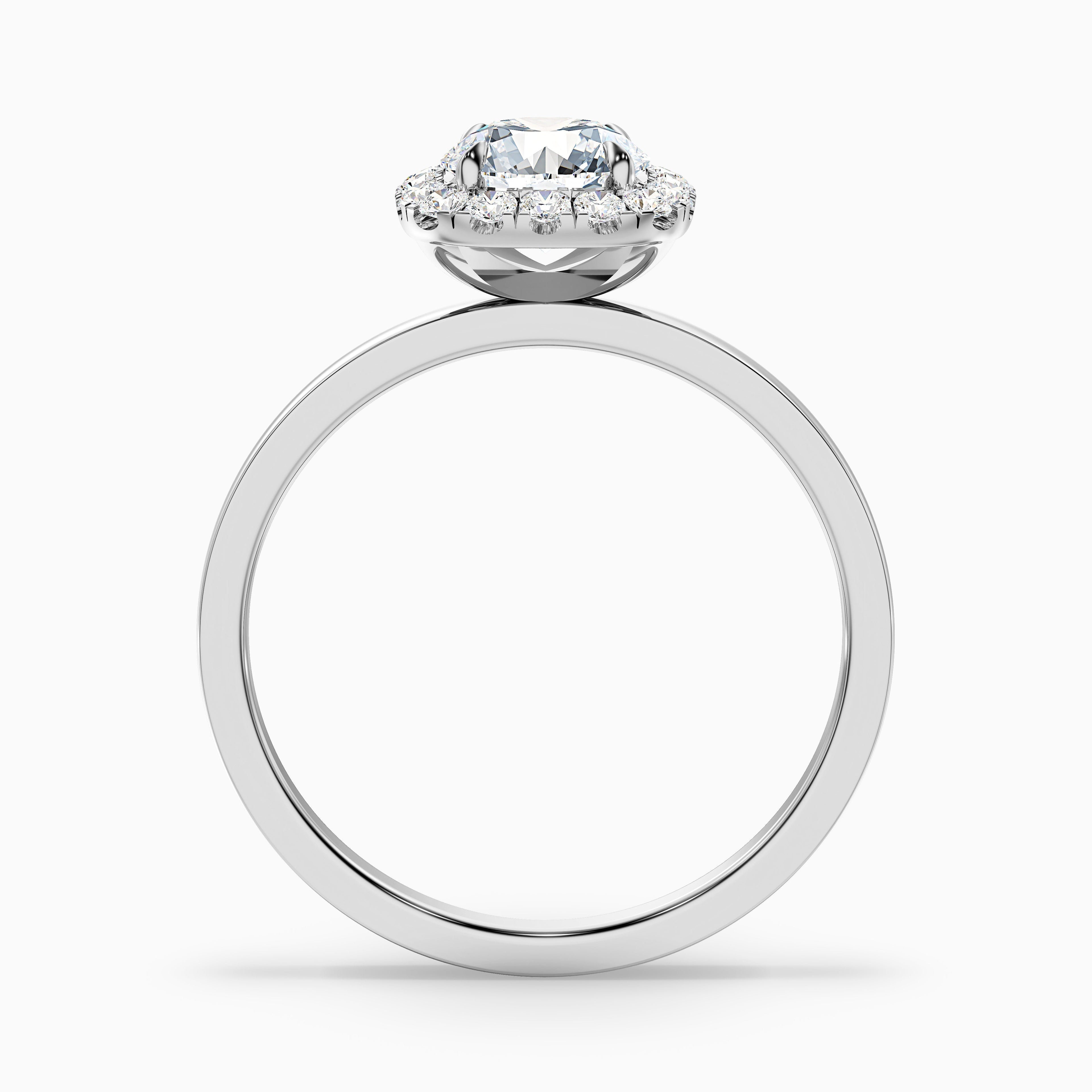 Anya 1 Carat Round Cut Halo Moissanite Engagement Ring in 10k White Gold DestGlow