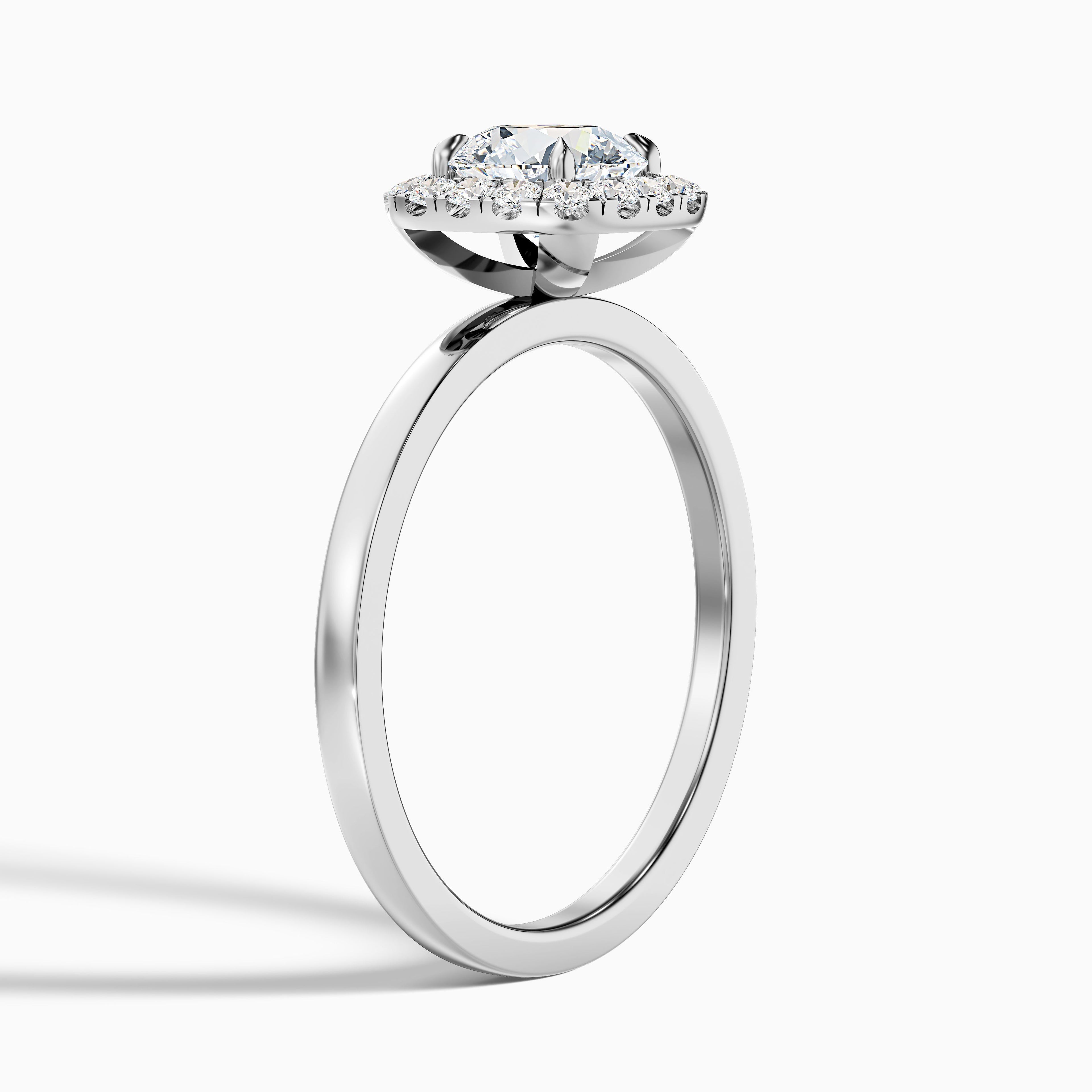 Anya 3 Carat Round Cut Halo Moissanite Engagement Ring in 14k Yellow Gold