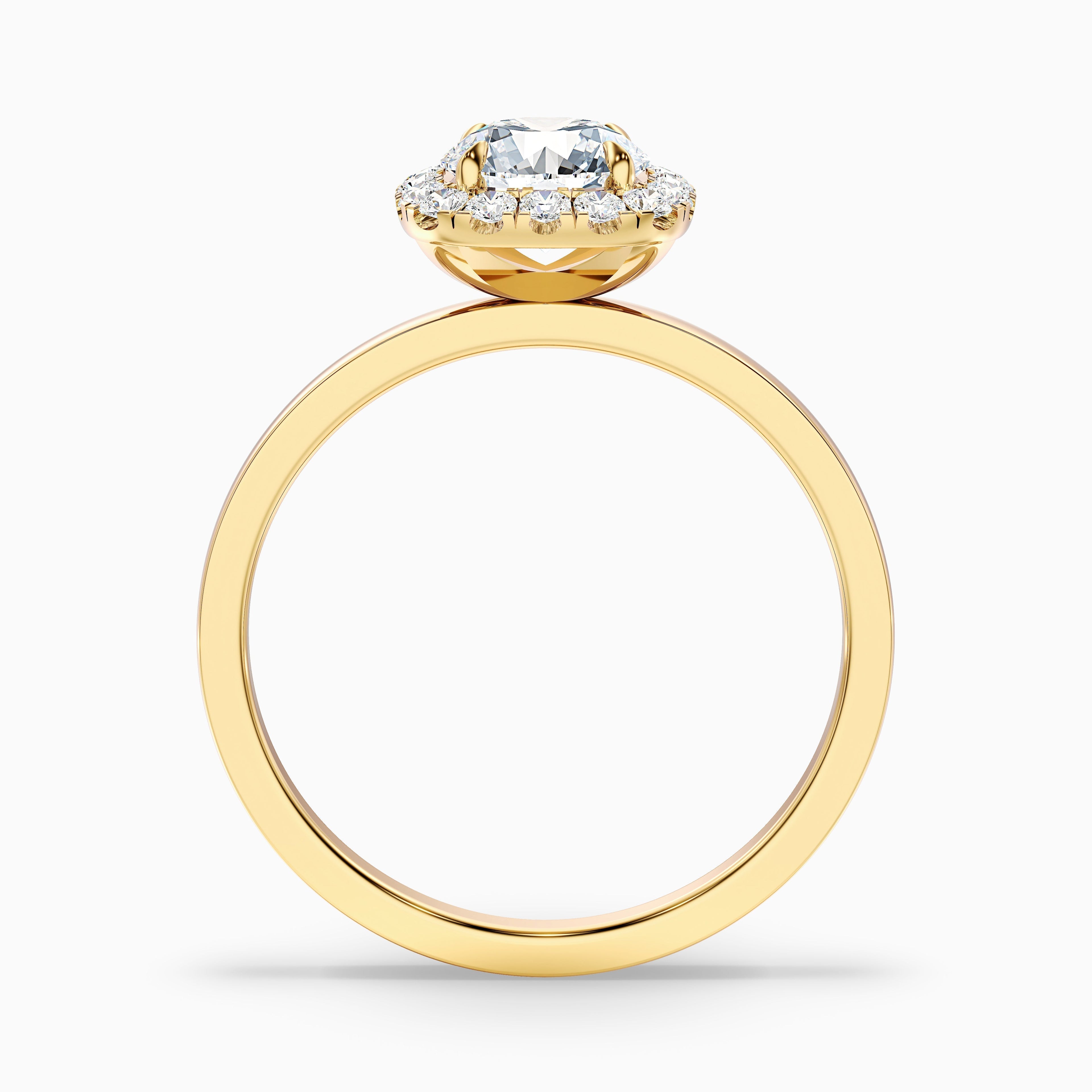 Anya 4.5 Carat Round Cut Halo Moissanite Engagement Ring in 14k Yellow Gold DestGlow