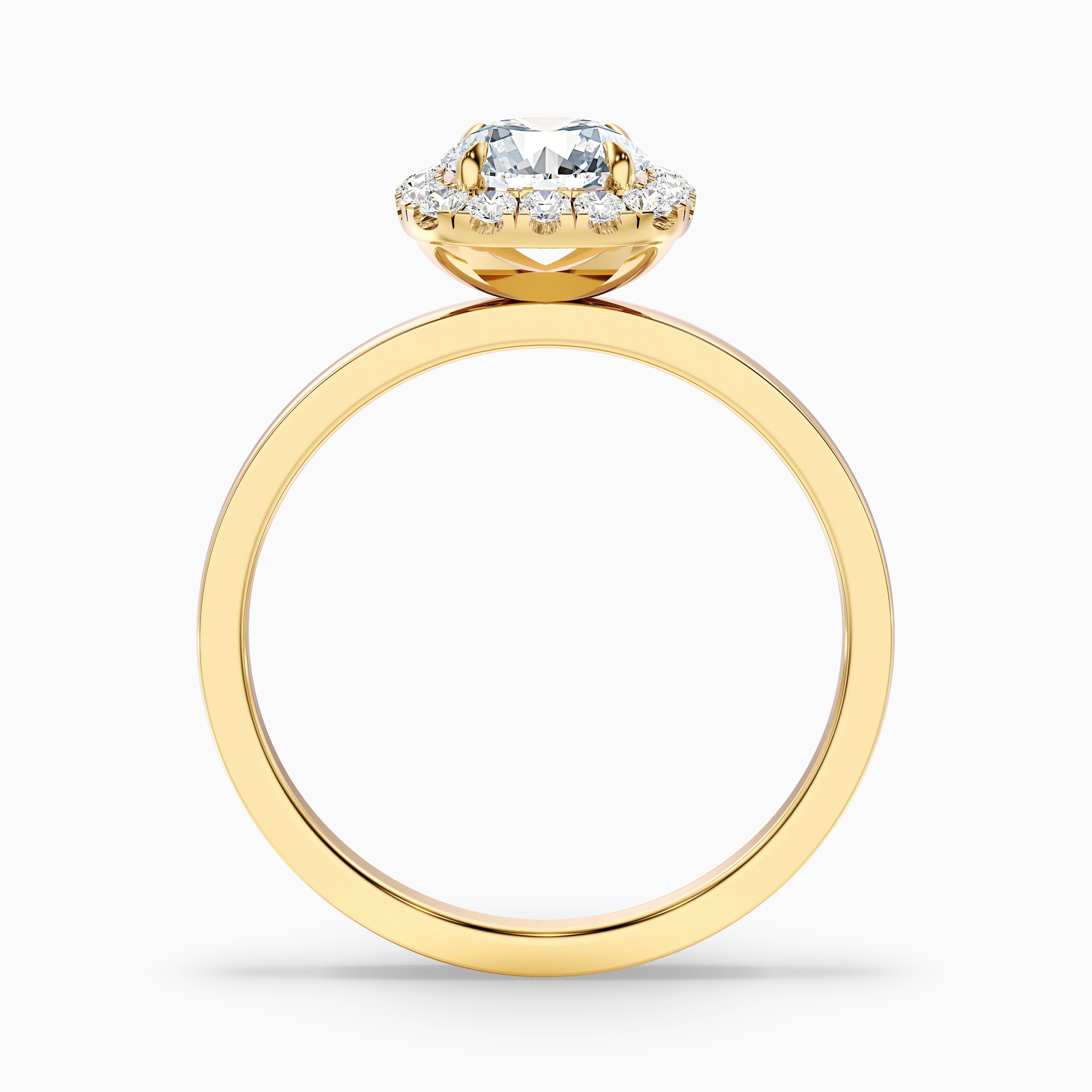 Anya 4 Carat Round Cut Halo Moissanite Engagement Ring in 14k Yellow Gold