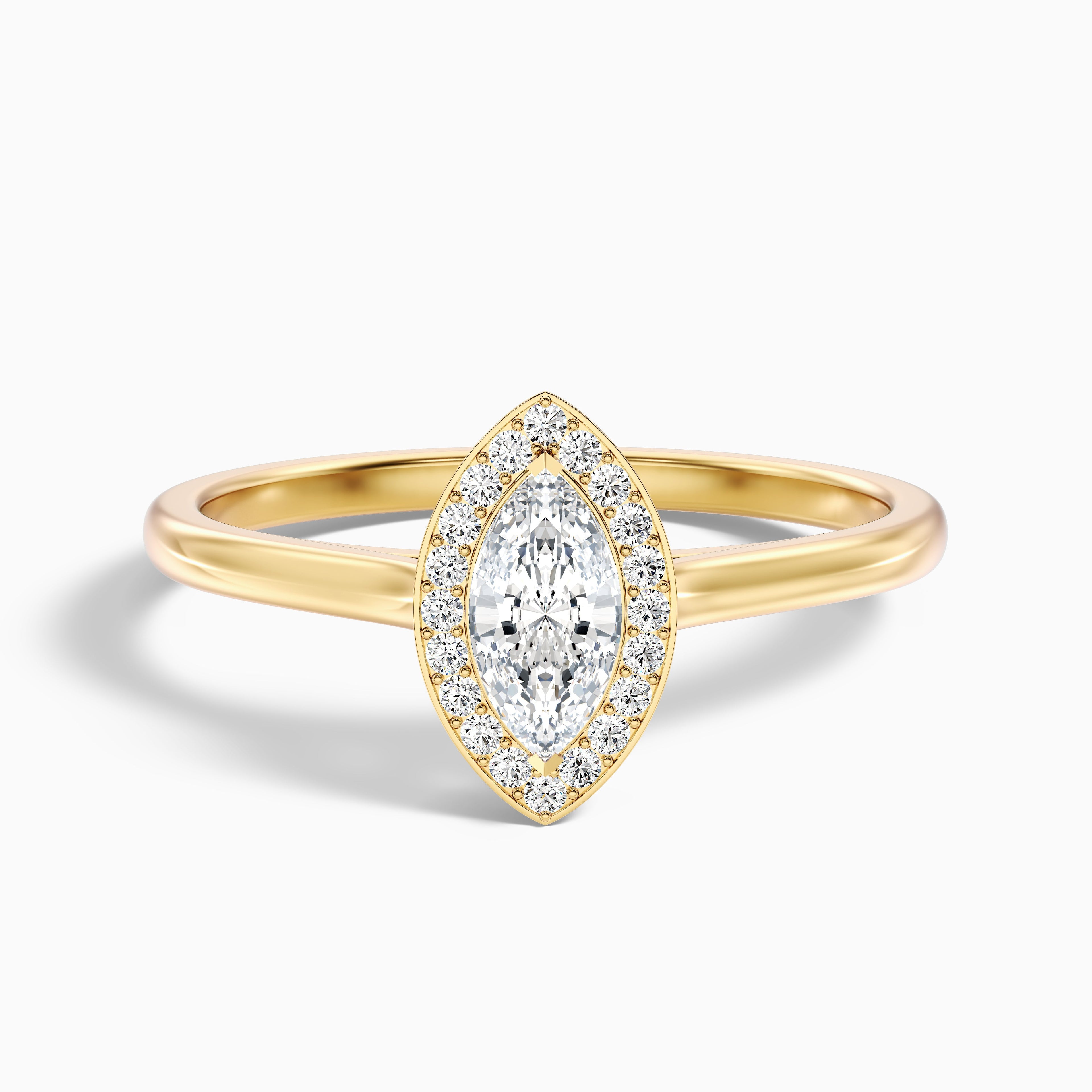 Sky 5.5 Carat Marquise Halo Moissanite Engagement Ring in 18k Yellow Gold
