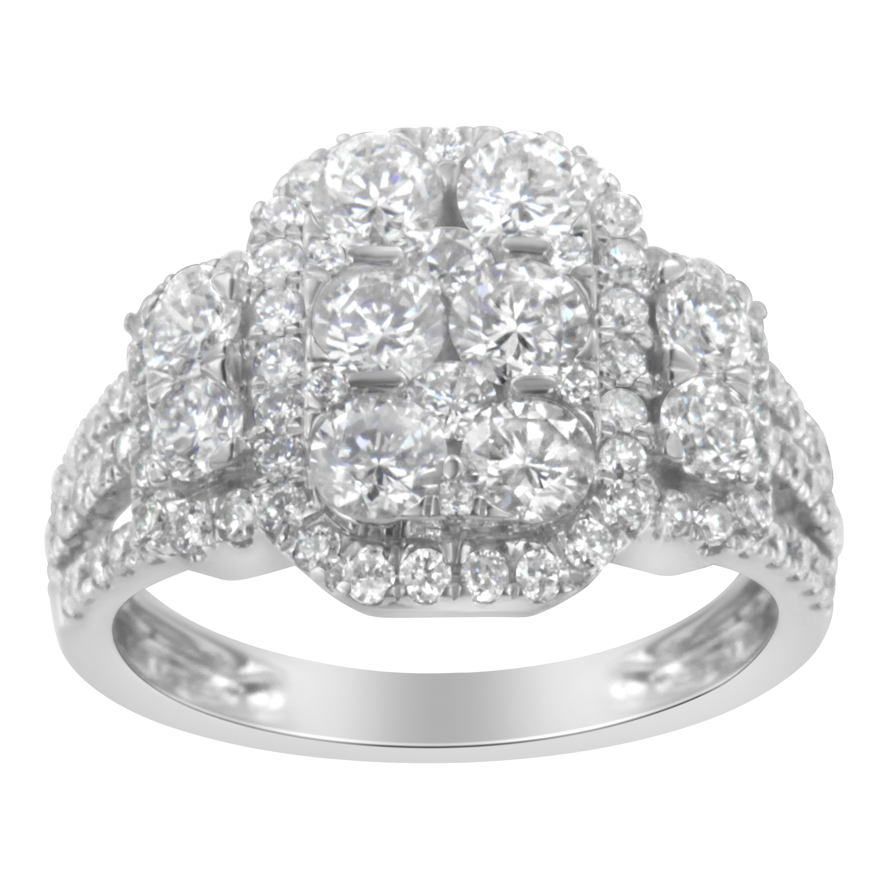 14K White Gold 2 1/4 Cttw Diamond Cocktail Cluster Ring (G-H Color, SI2-I1 Clarity) - Size 7 by Bids.com