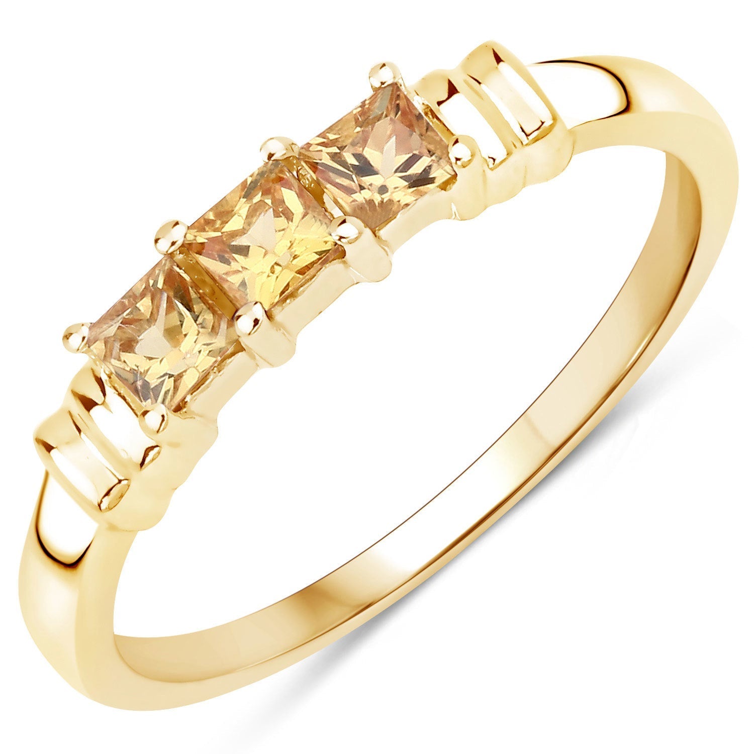 0.54 Carat Genuine Yellow Sapphire .925 Sterling Silver Ring DestGlow