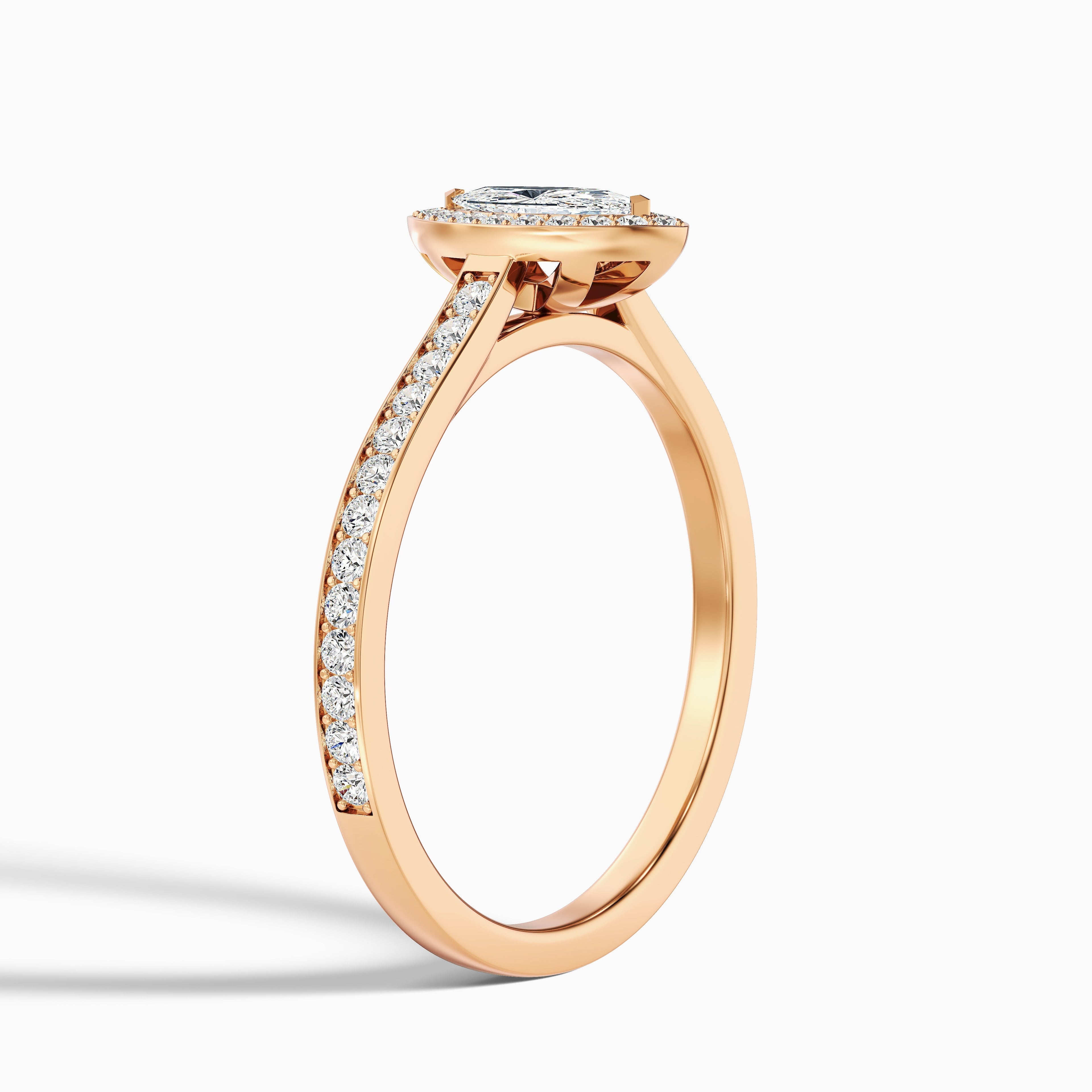 Lara 1.5 Carat Marquise Halo Pave Lab Grown Diamond Ring in 10k White Gold DestGlow