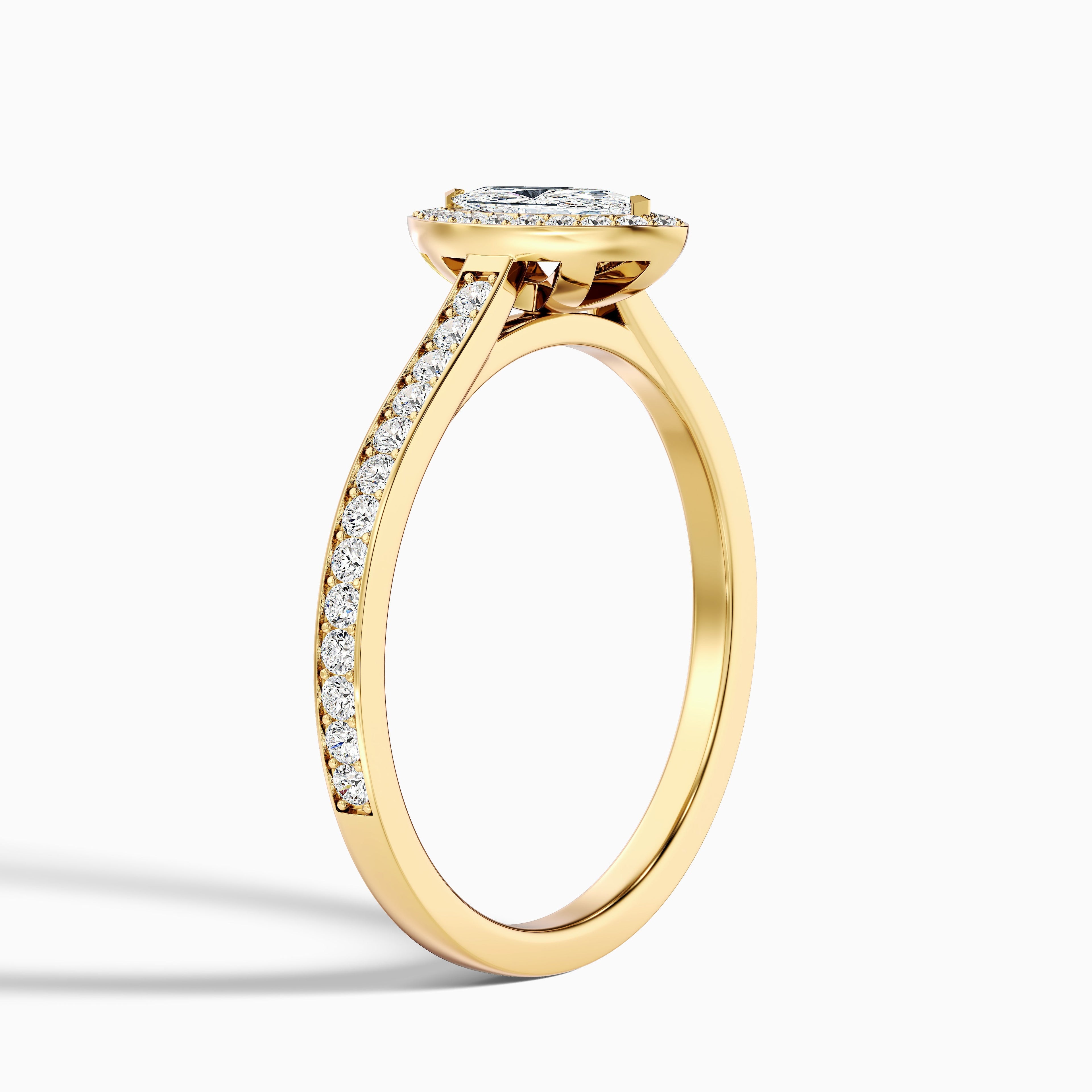 Lara 3.5 Carat Marquise Halo Pave Lab Grown Diamond Ring in 10k White Gold