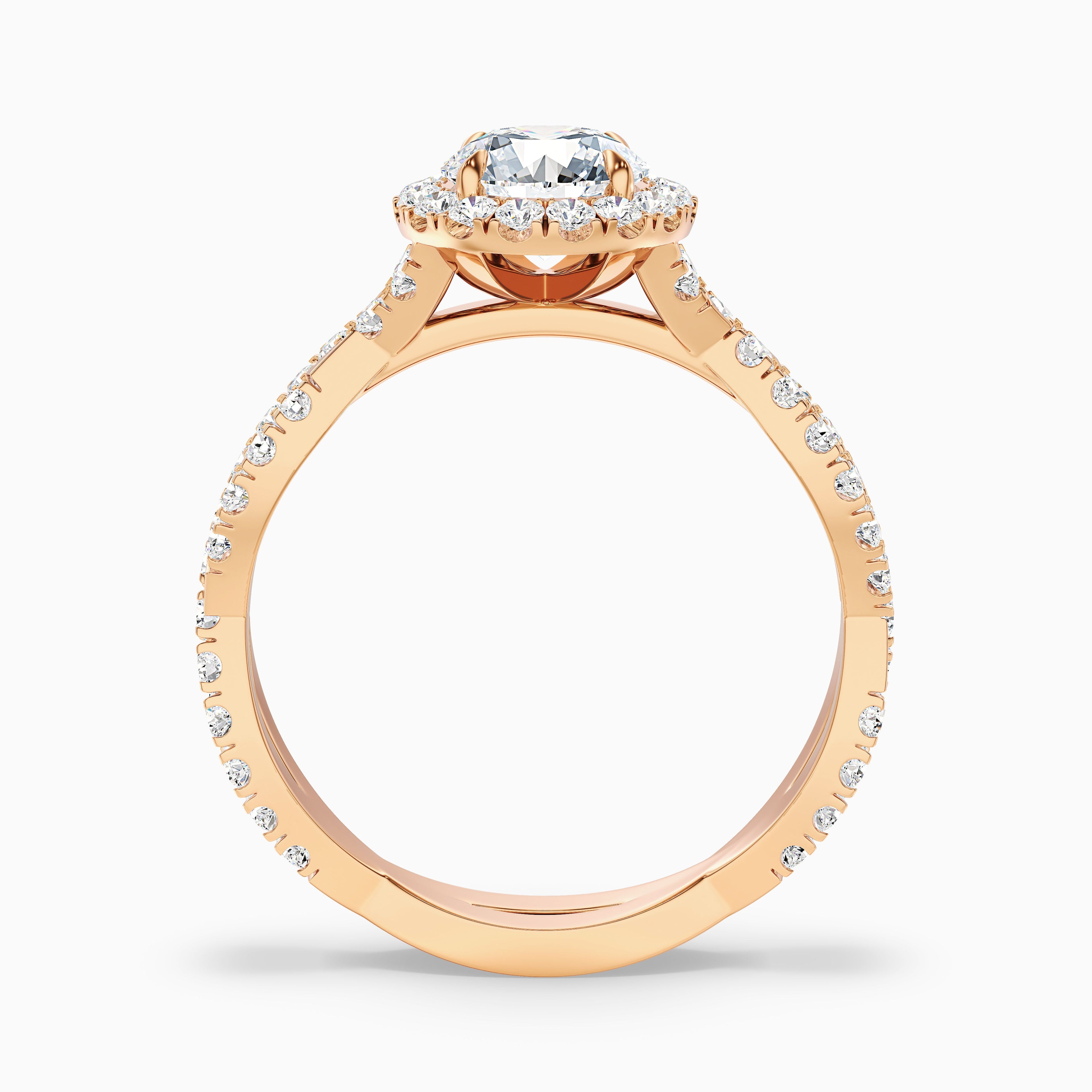Riva 5.5 Carat Round Cut Halo Twisted Pave Moissanite Engagement Ring in 14k Yellow Gold
