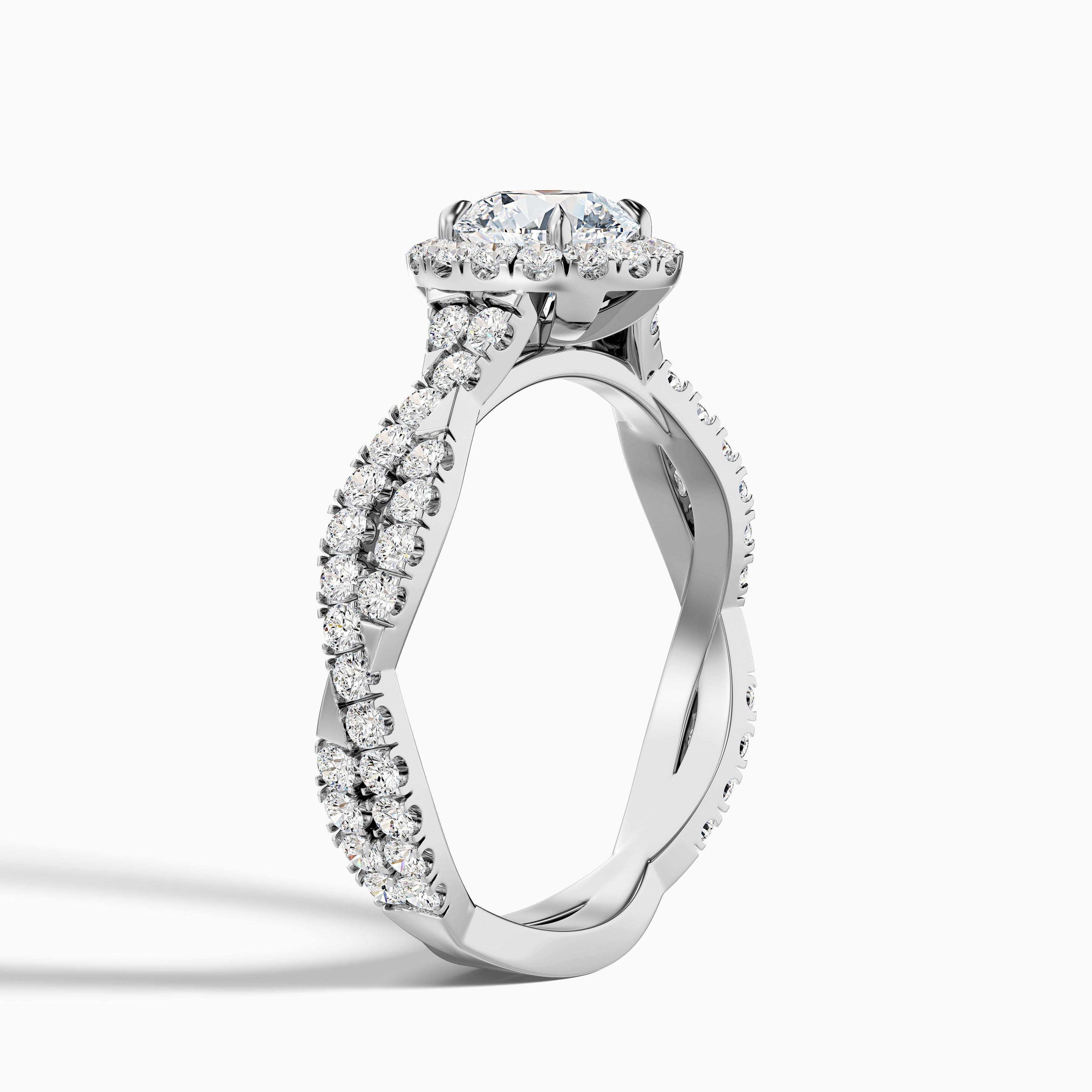 Lilly 2.5 Carat Round Cut Halo Twisted Pave Lab Grown Diamond Ring in 10k Rose Gold
