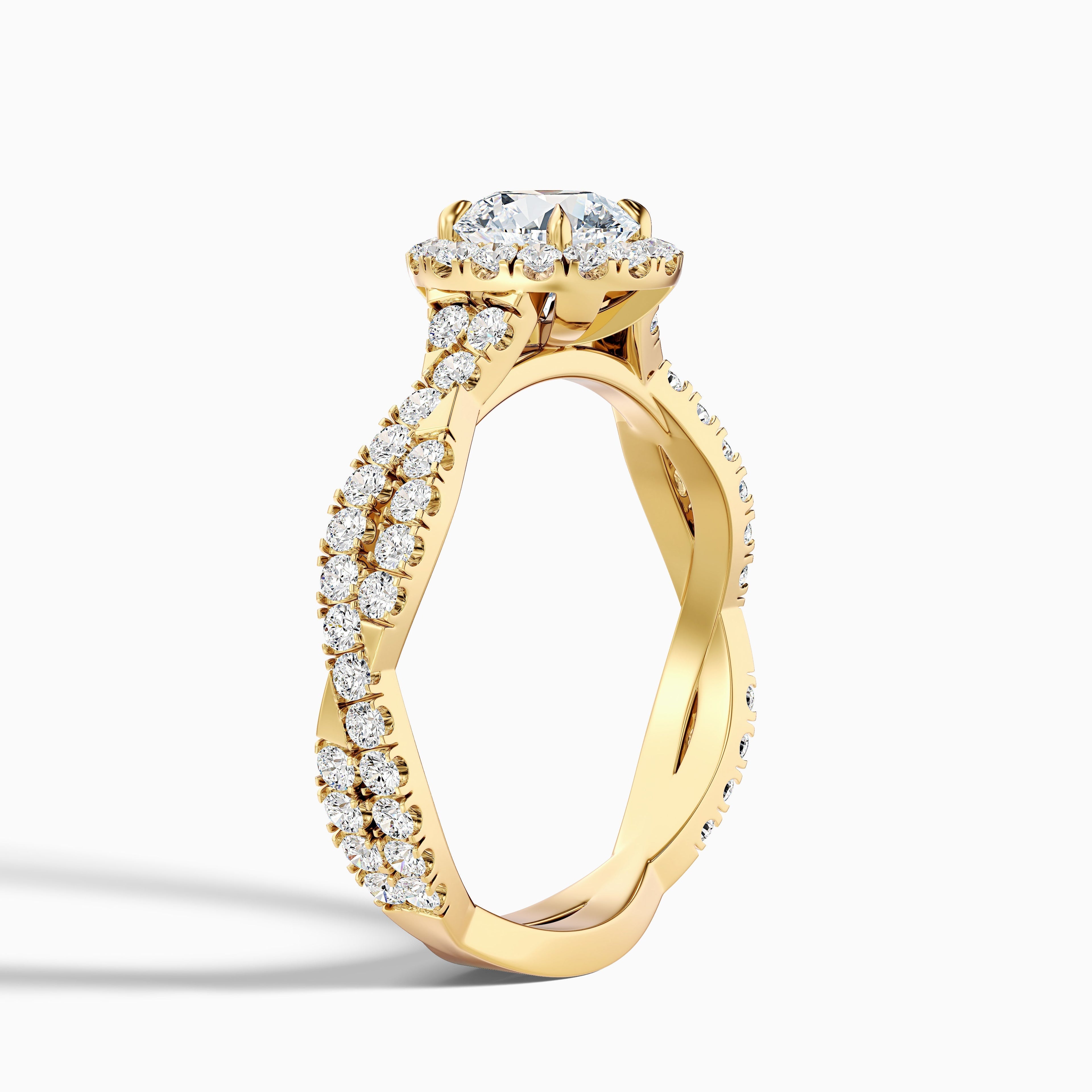 Lilly 2.5 Carat Round Cut Halo Twisted Pave Lab Grown Diamond Ring in 14k Rose Gold DestGlow