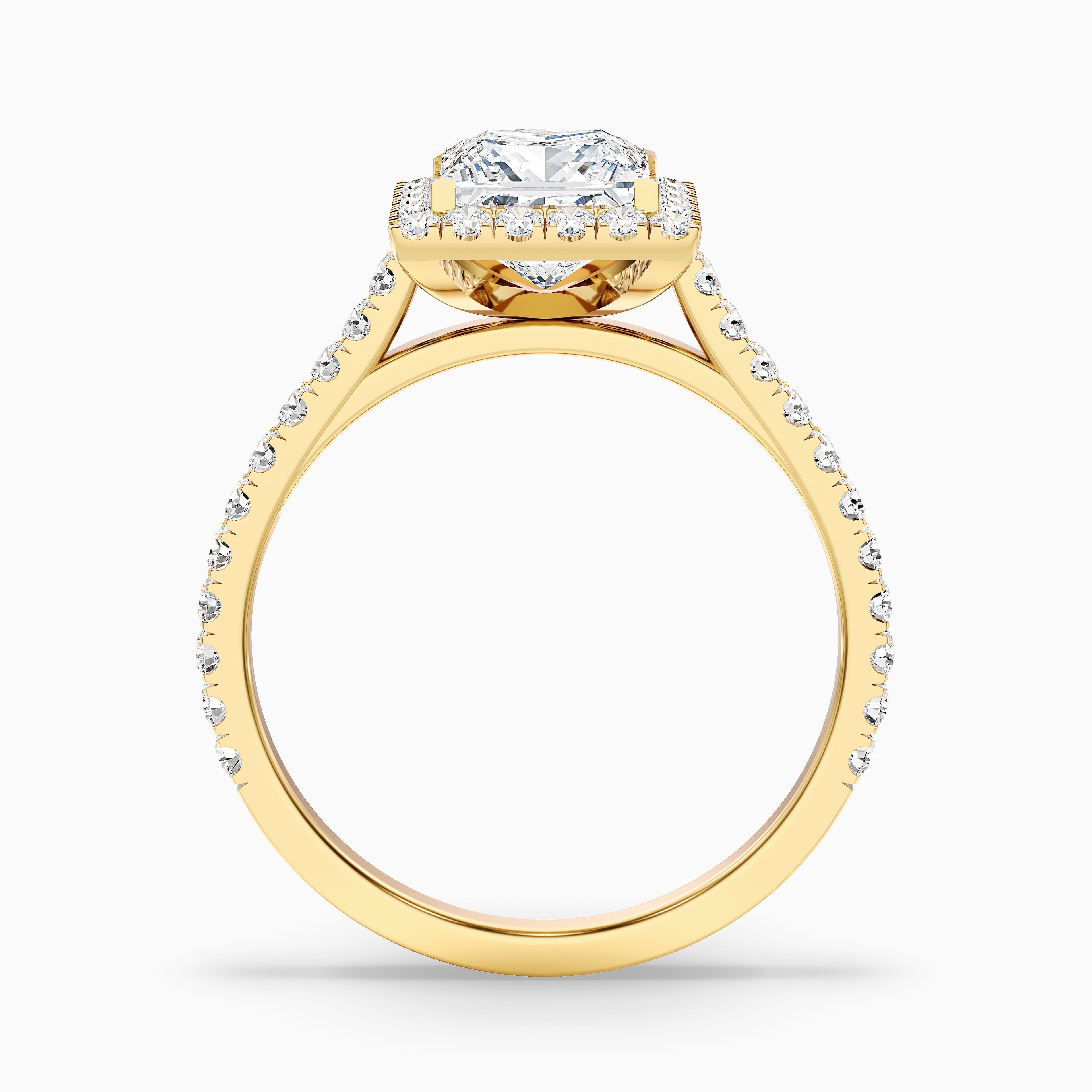 Rose 4 Carat Princess Halo Pave Moissanite Engagement Ring in 10k Rose Gold