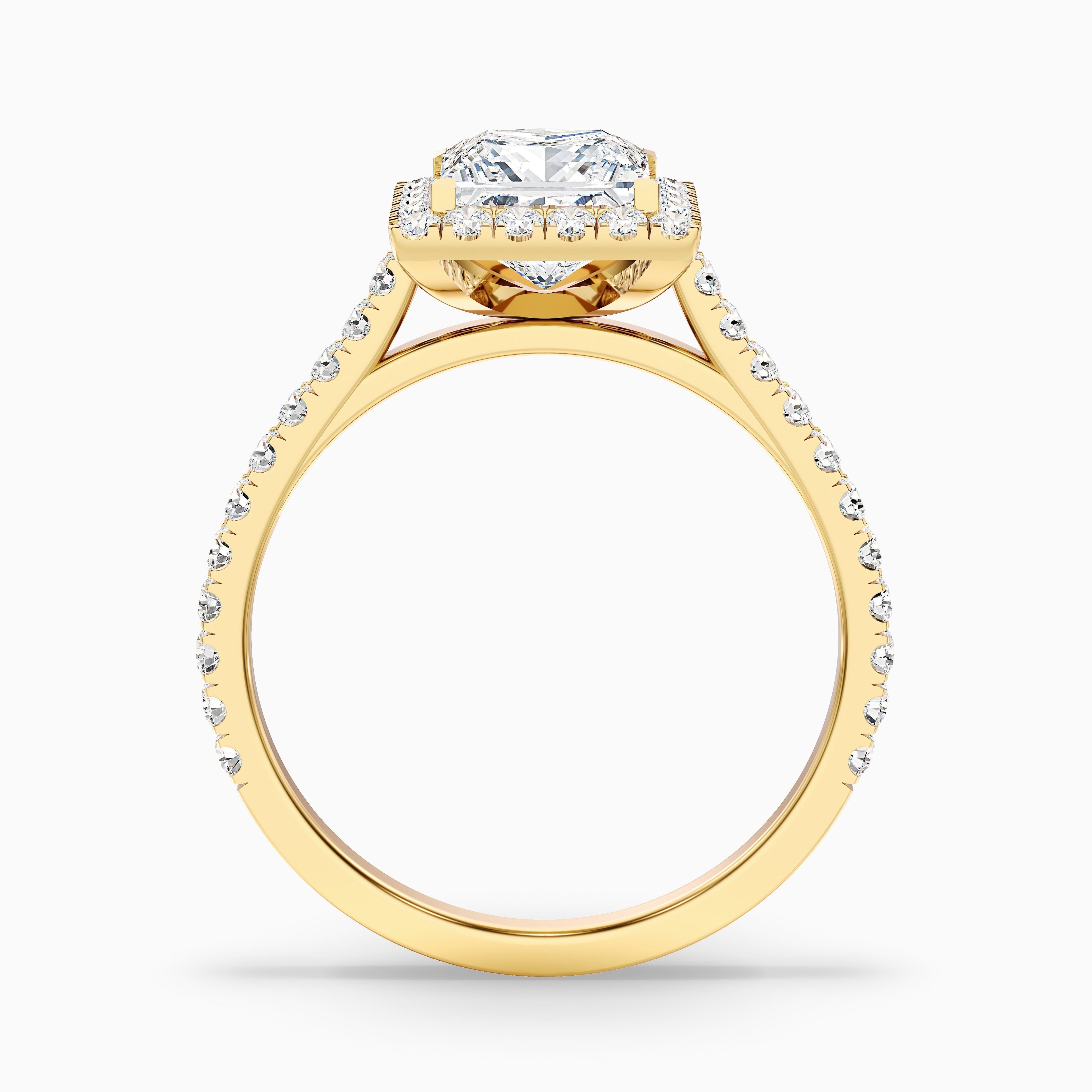 Love 4 Carat Princess Halo Pave Lab Grown Diamond Ring in 925 Sterling Silver