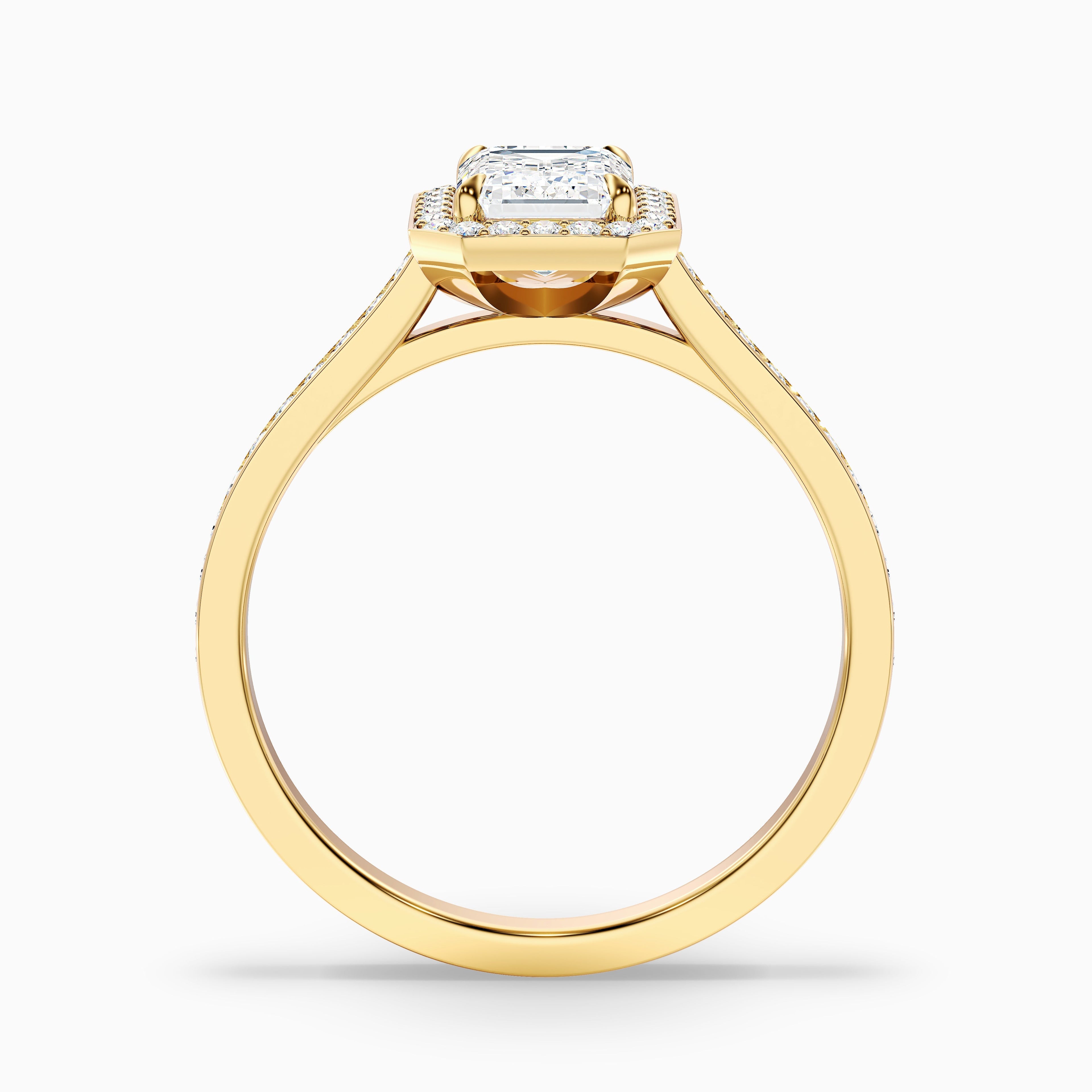 Lucy 2.5 Carat Emerald Cut Halo Pave Lab Grown Diamond Ring in 18k White Gold