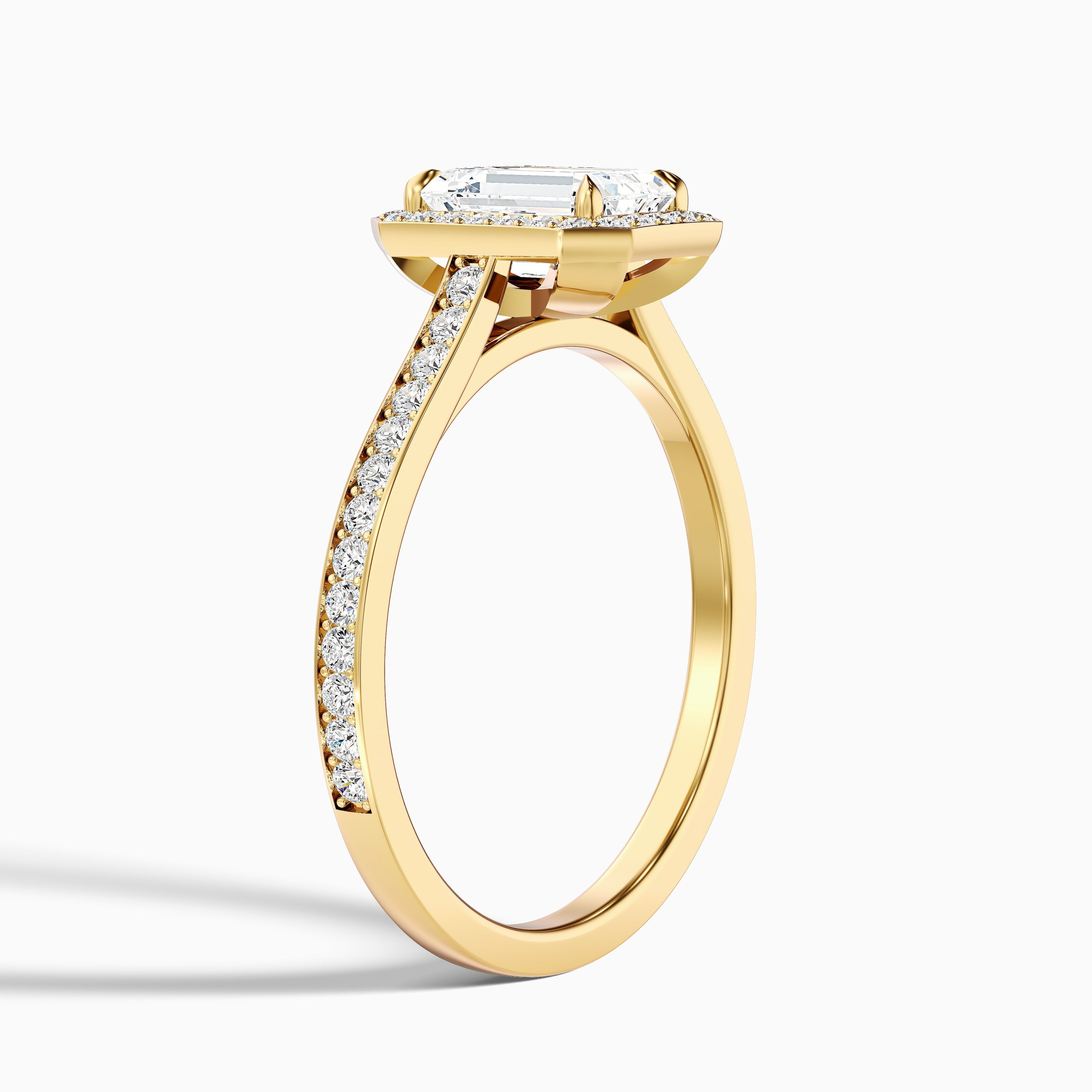 Lucy 3.5 Carat Emerald Cut Halo Pave Lab Grown Diamond Ring in 925 Sterling Silver